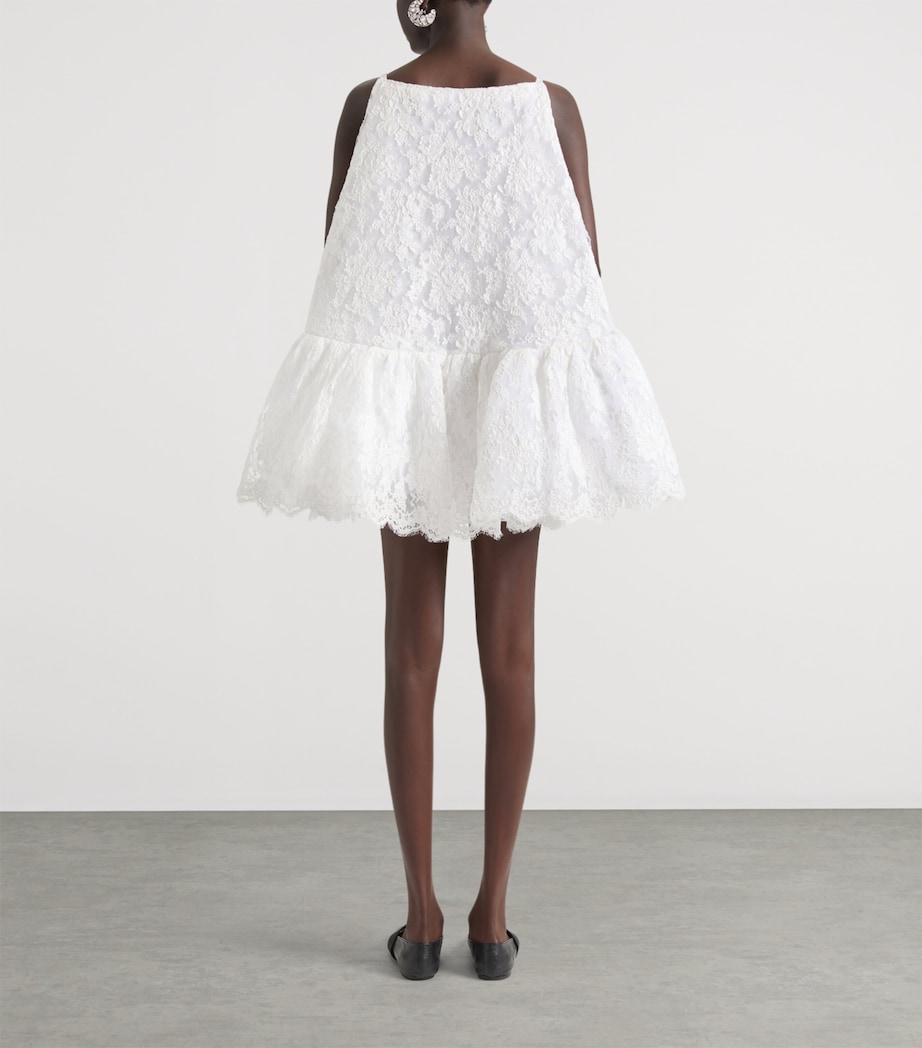 Lace Ruffle Round Mini Dress OFF WHITE Image 3