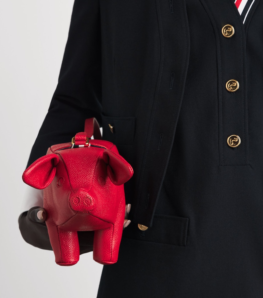 Thom Browne Leather Baby Pig Top-Handle Bag Red Image 2