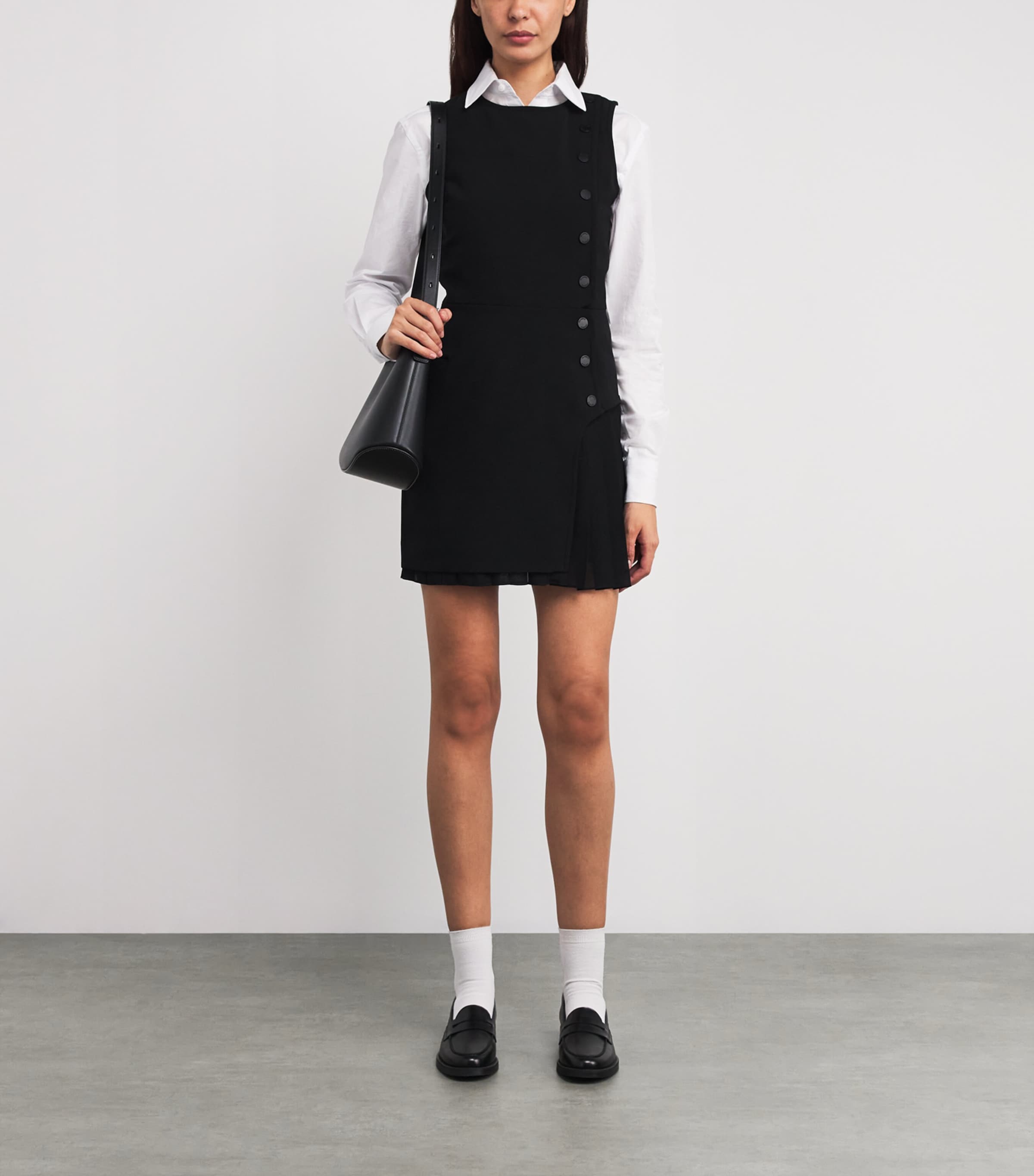 Pleated Panel Mini Dress BLACK Image 2