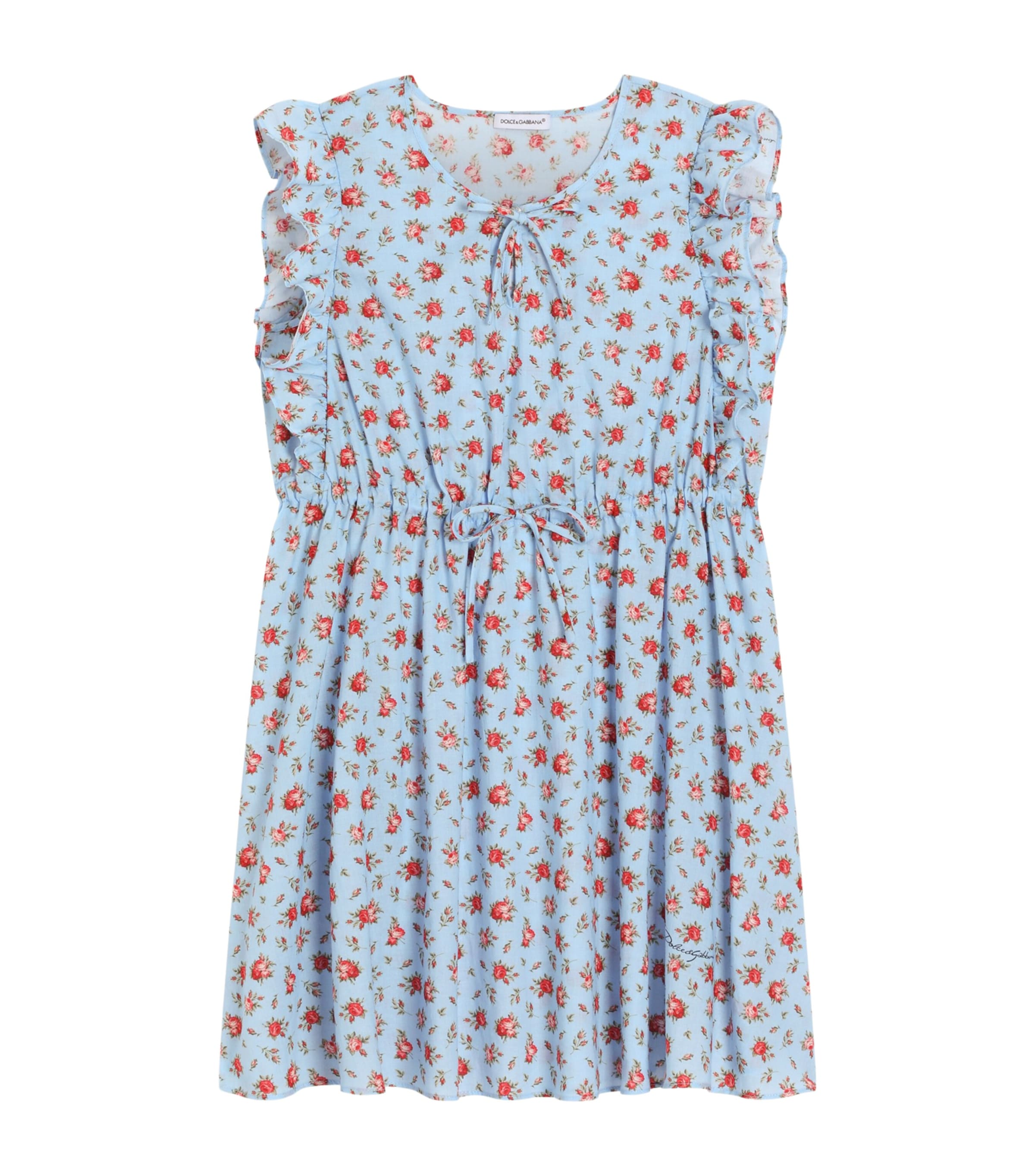 Dolce&Gabbana Kids Cotton Rose-Print Dress (8-12+ Years) Roselline F.ce Image 1