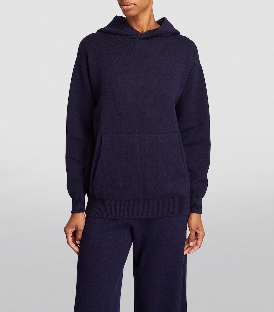 Harrods Womens Cashmere Hoodie Navy Image 3