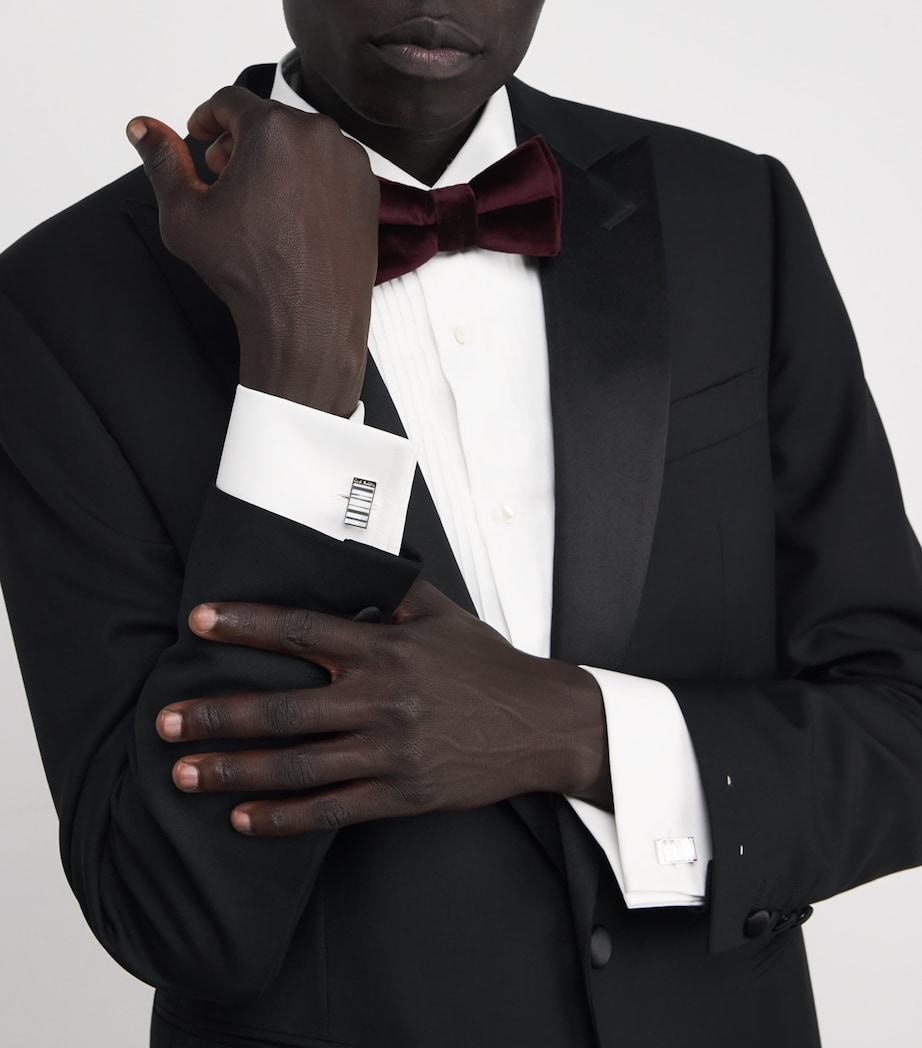 Mother-of-Pearl Signature Stripe Cufflinks 82_SILVER Image 2