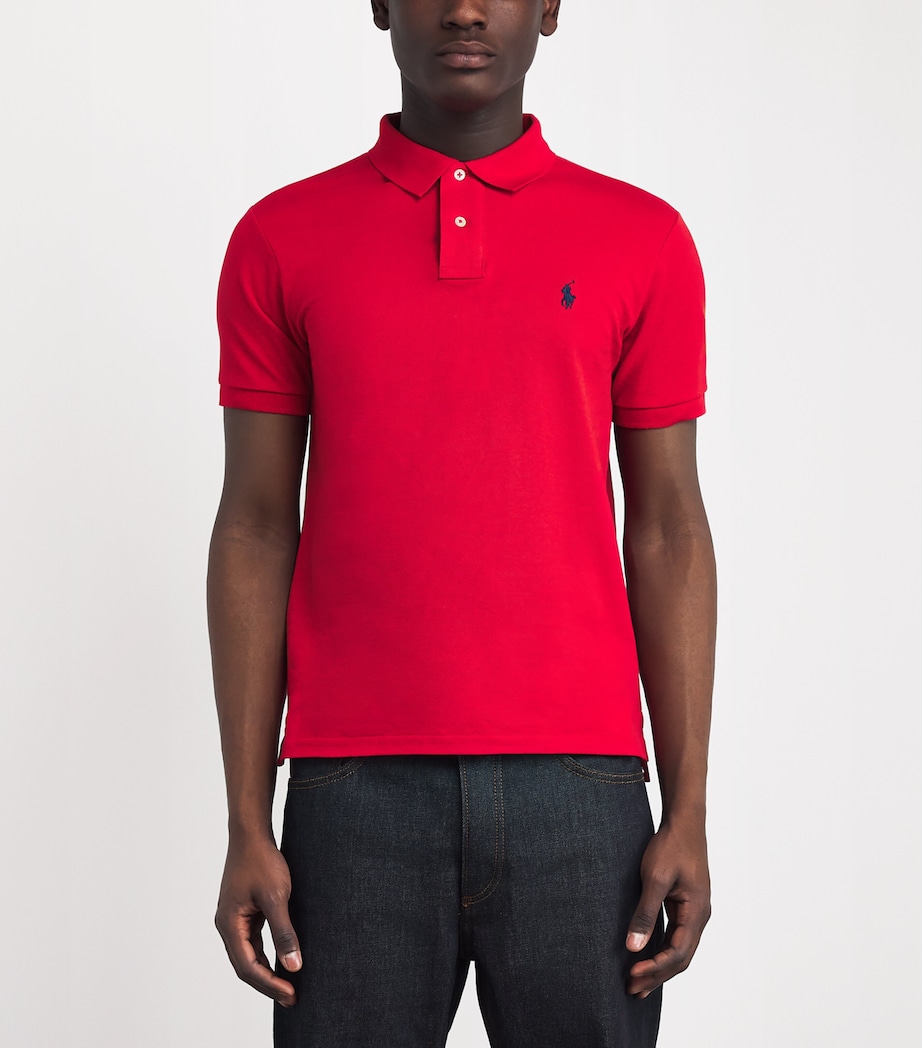 Polo Ralph Lauren Mens Cotton Mesh Slim-Fit Polo Shirt Red Image 3