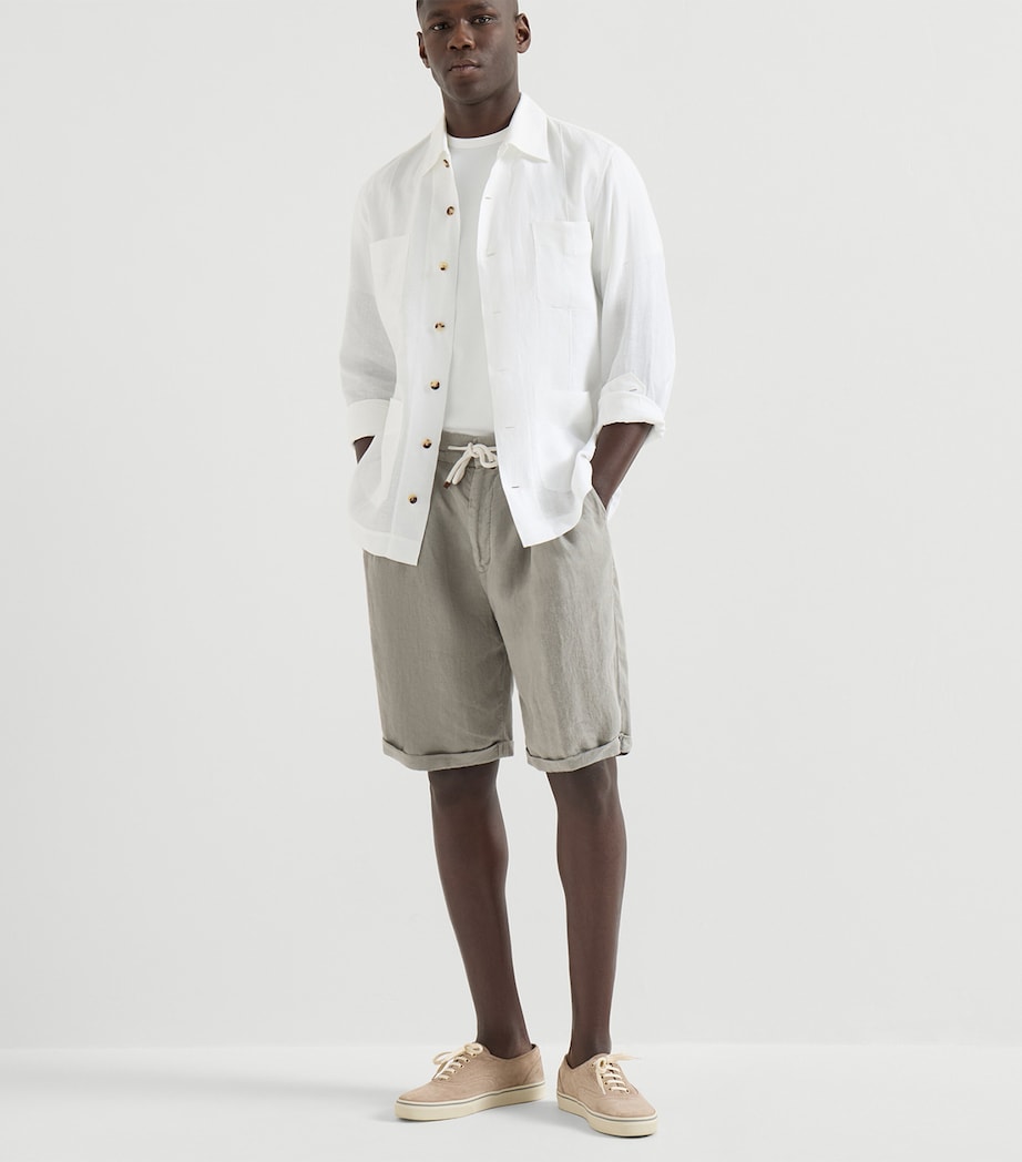 Brunello Cucinelli Mens Linen Drawstring Bermuda Shorts Image 3