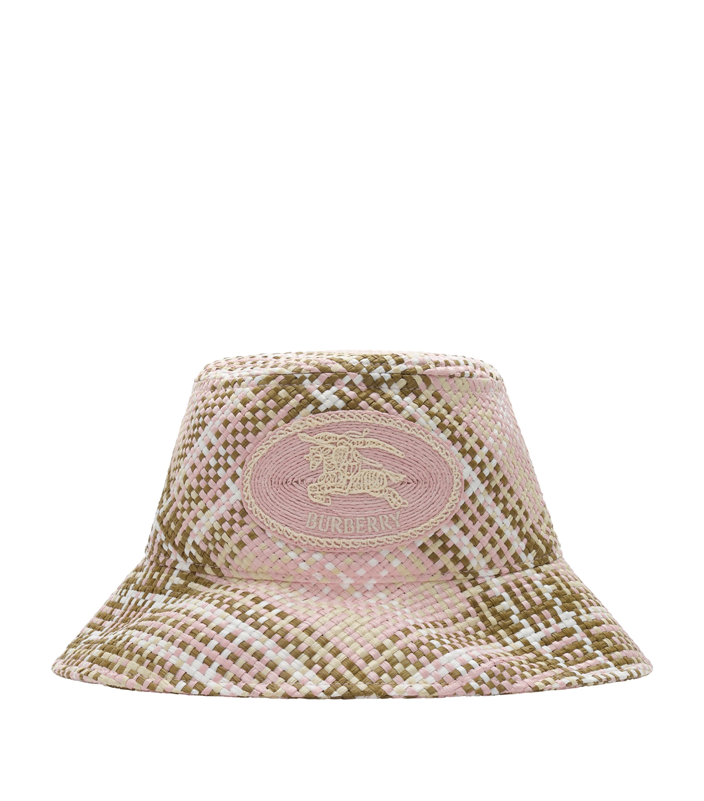 Burberry Raffia Knight Stamp Bucket Hat Mallow Pink Ip Check Image 1