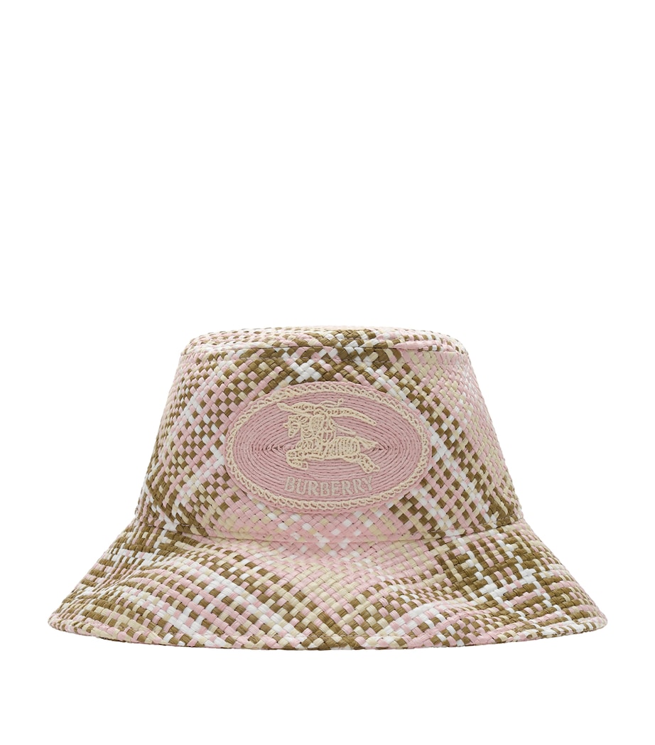 Burberry Raffia Knight Stamp Bucket Hat Mallow Pink Ip Check Image 1