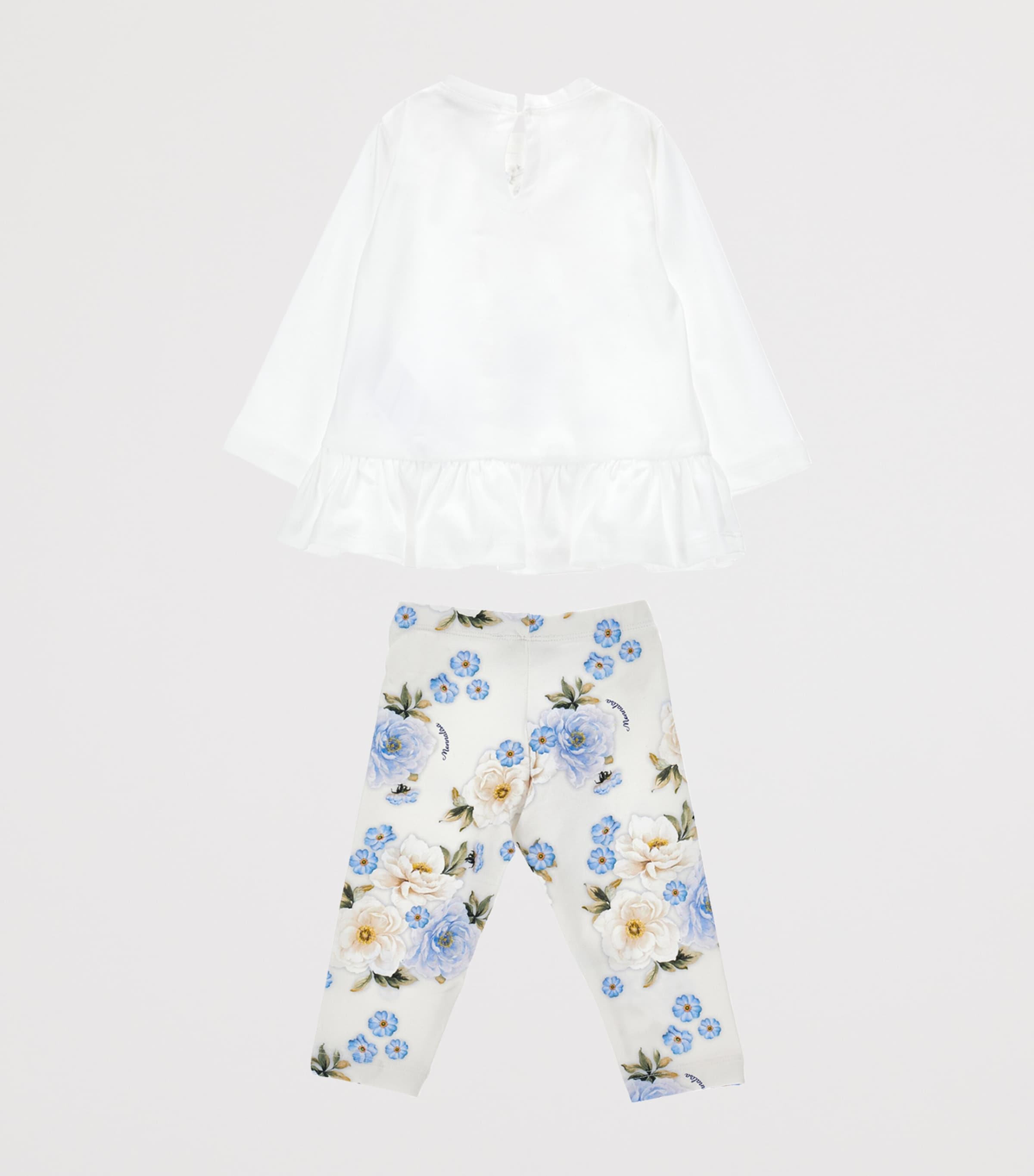 Stretch-Cotton T-Shirt and Leggings Set (3-36 Months) ECRU/CELESTE Image 3