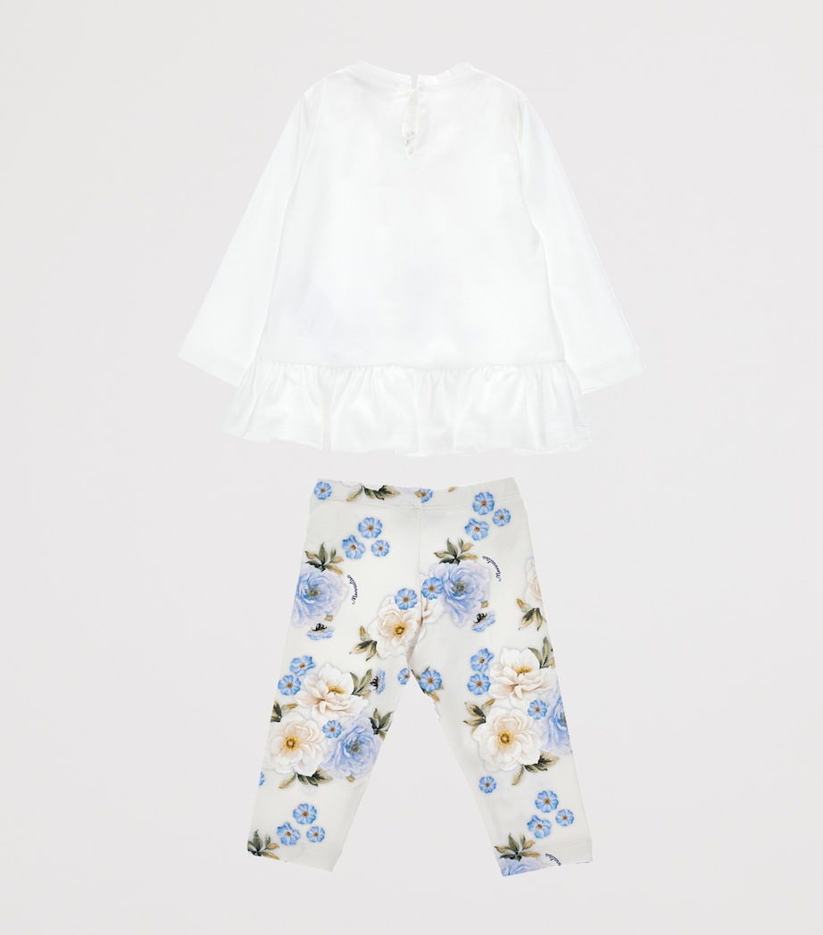 Stretch-Cotton T-Shirt and Leggings Set (3-36 Months) ECRU/CELESTE Image 3