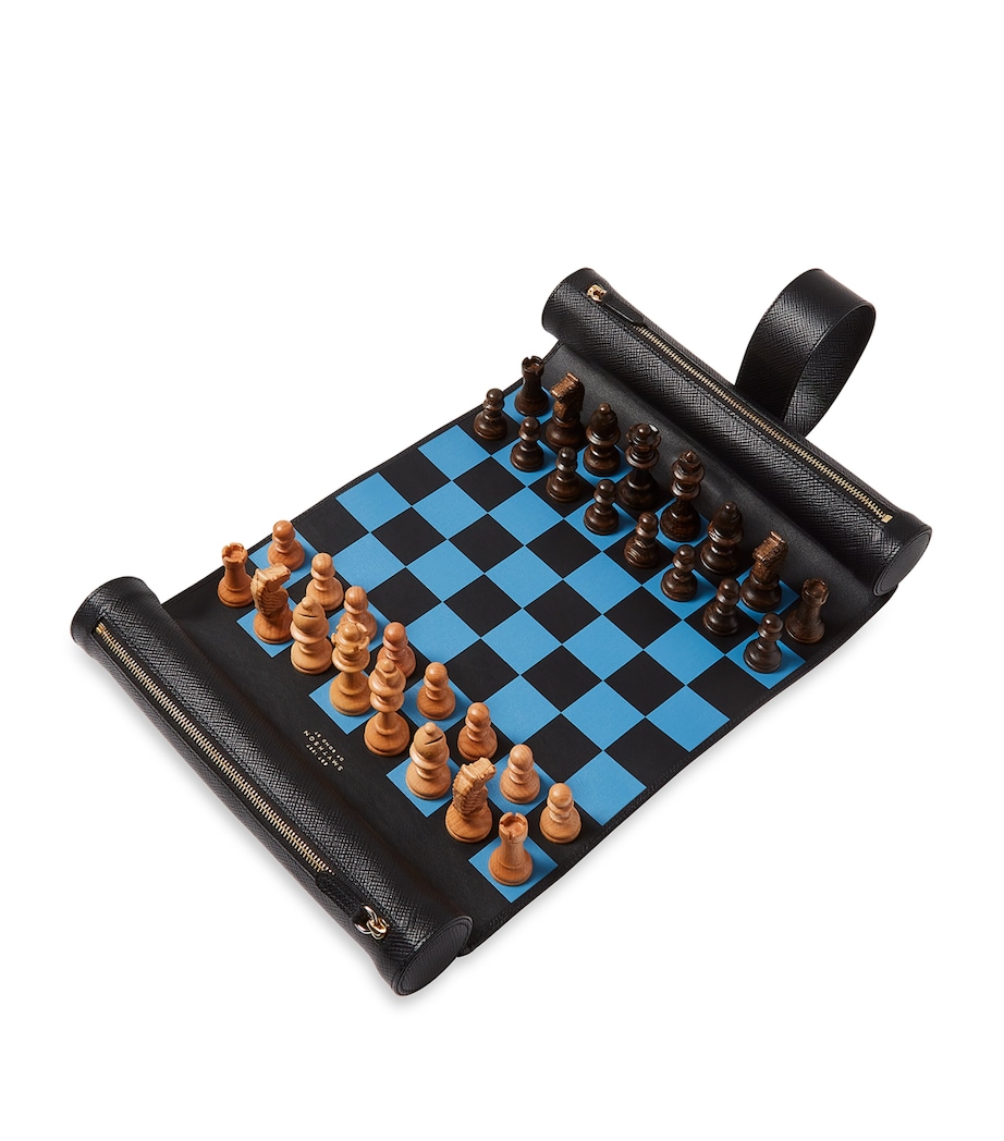 Leather Roll-Up Chess Set BLACK Image 2