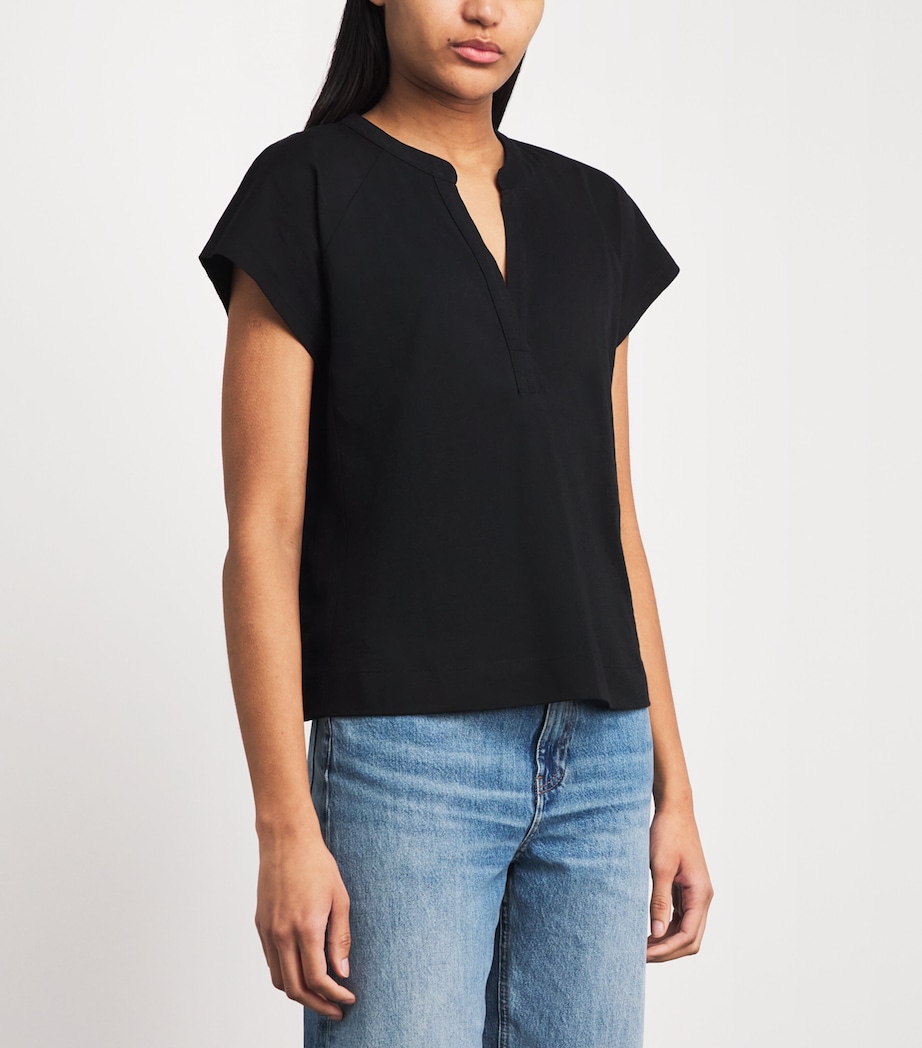 ME+EM Womens Organic Cotton V-Neck Top Black Image 4
