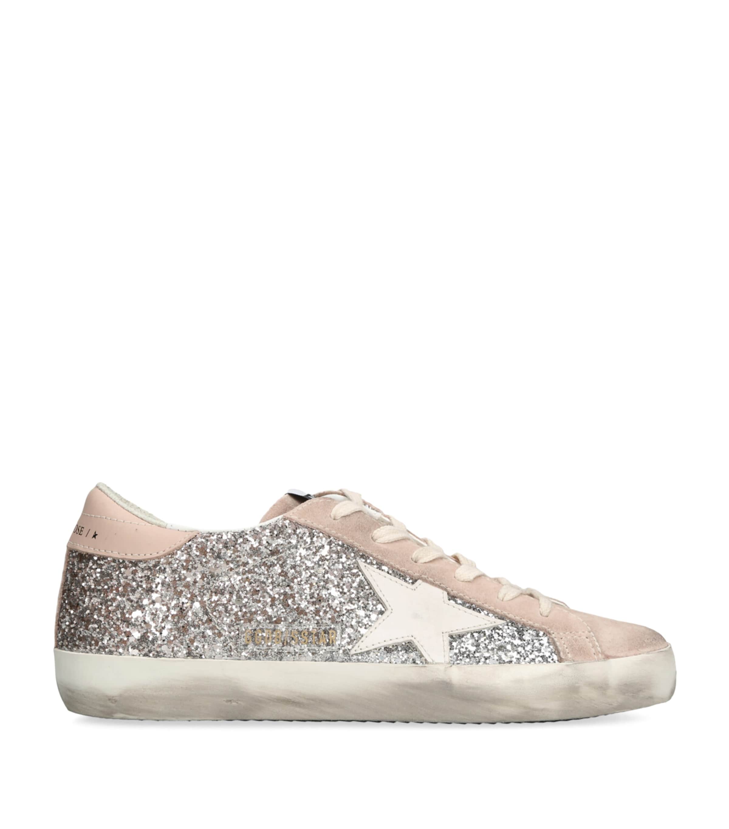 Golden Goose Embellished Super-star Sneakers In Silver