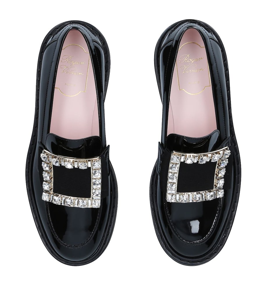 Patent Viv' Ranger Strass Buckle Loafers BLACK Image 7