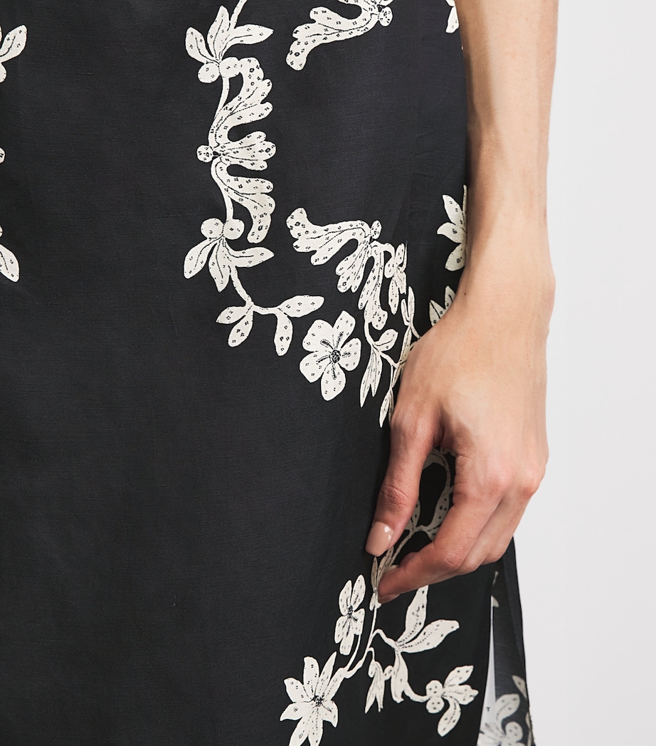 Claudie Pierlot Womens Floral Cut-Out Midi Dress Dark Print Image 5