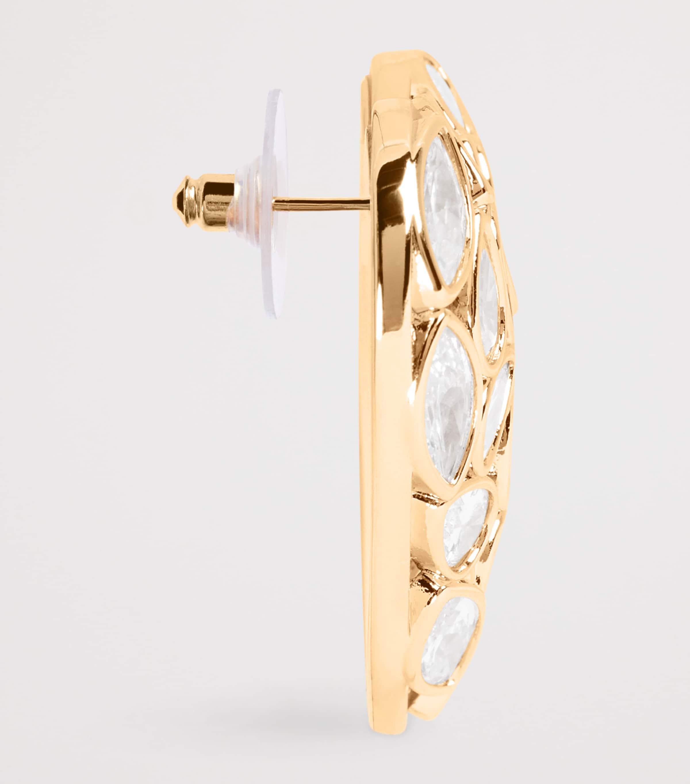 Crystal-Embellished Bow Heart Earrings GOLD Image 4