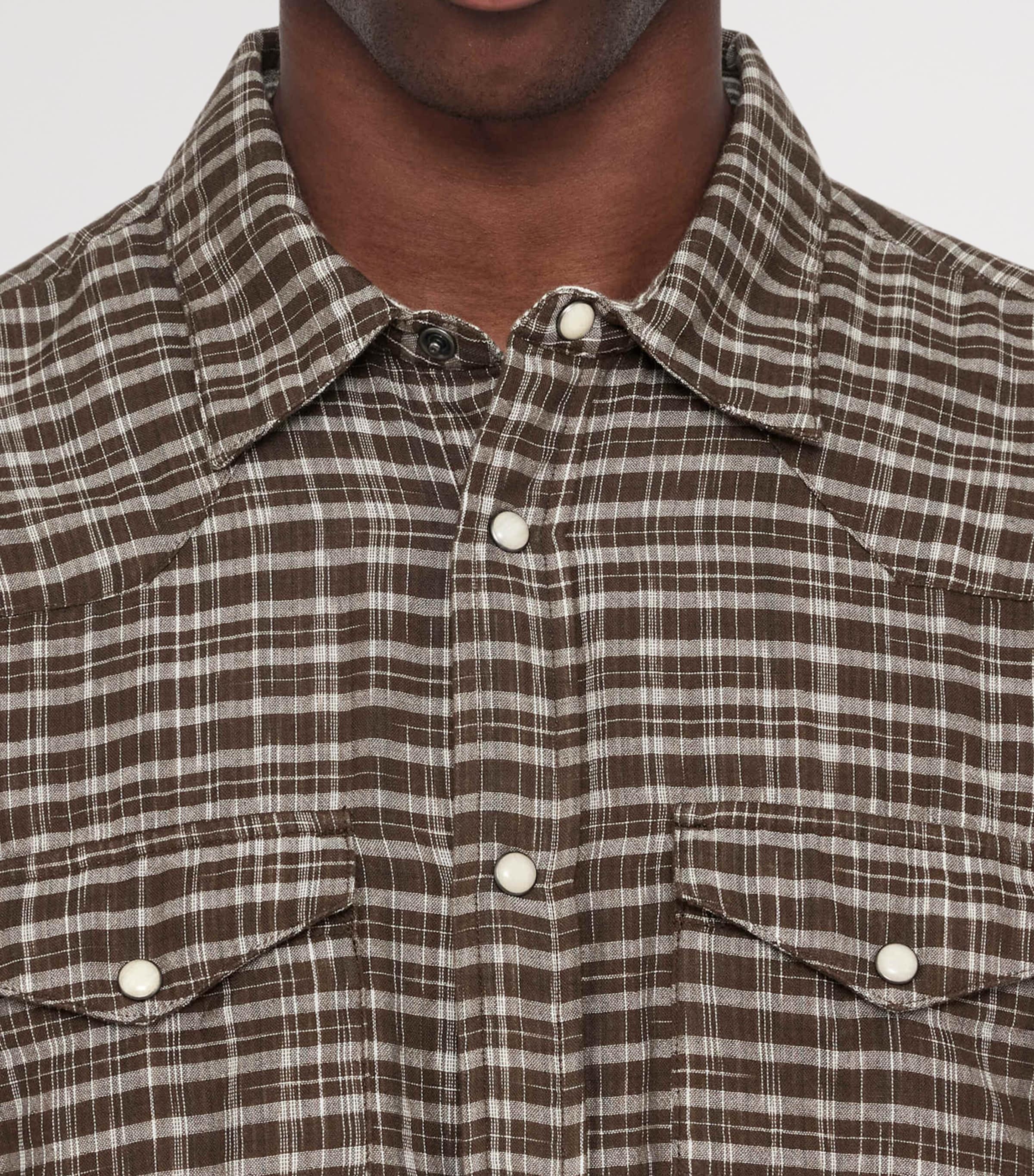 AllSaints Mens Organic Cotton Court Shirt Khaki Brown Image 5