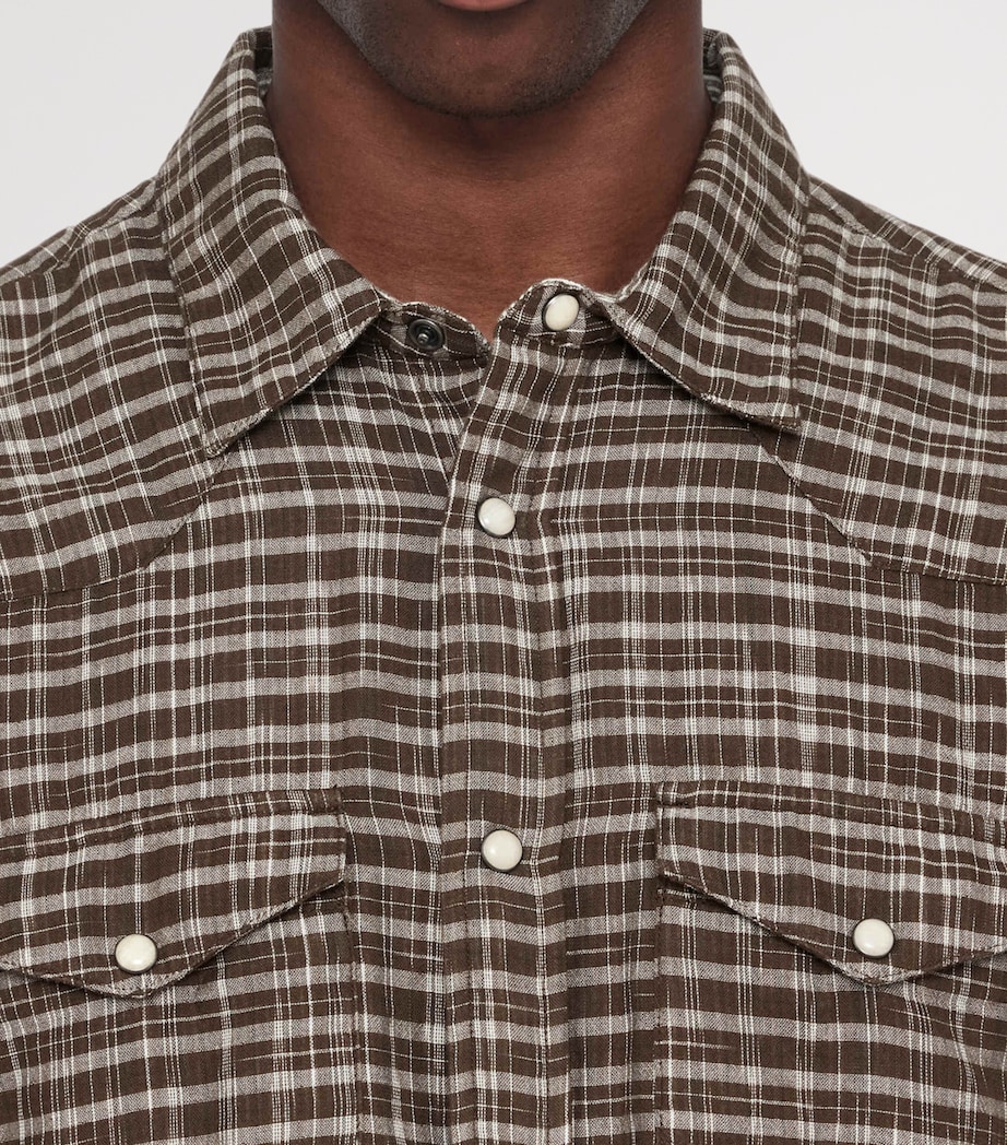 AllSaints Mens Organic Cotton Court Shirt Khaki Brown Image 5