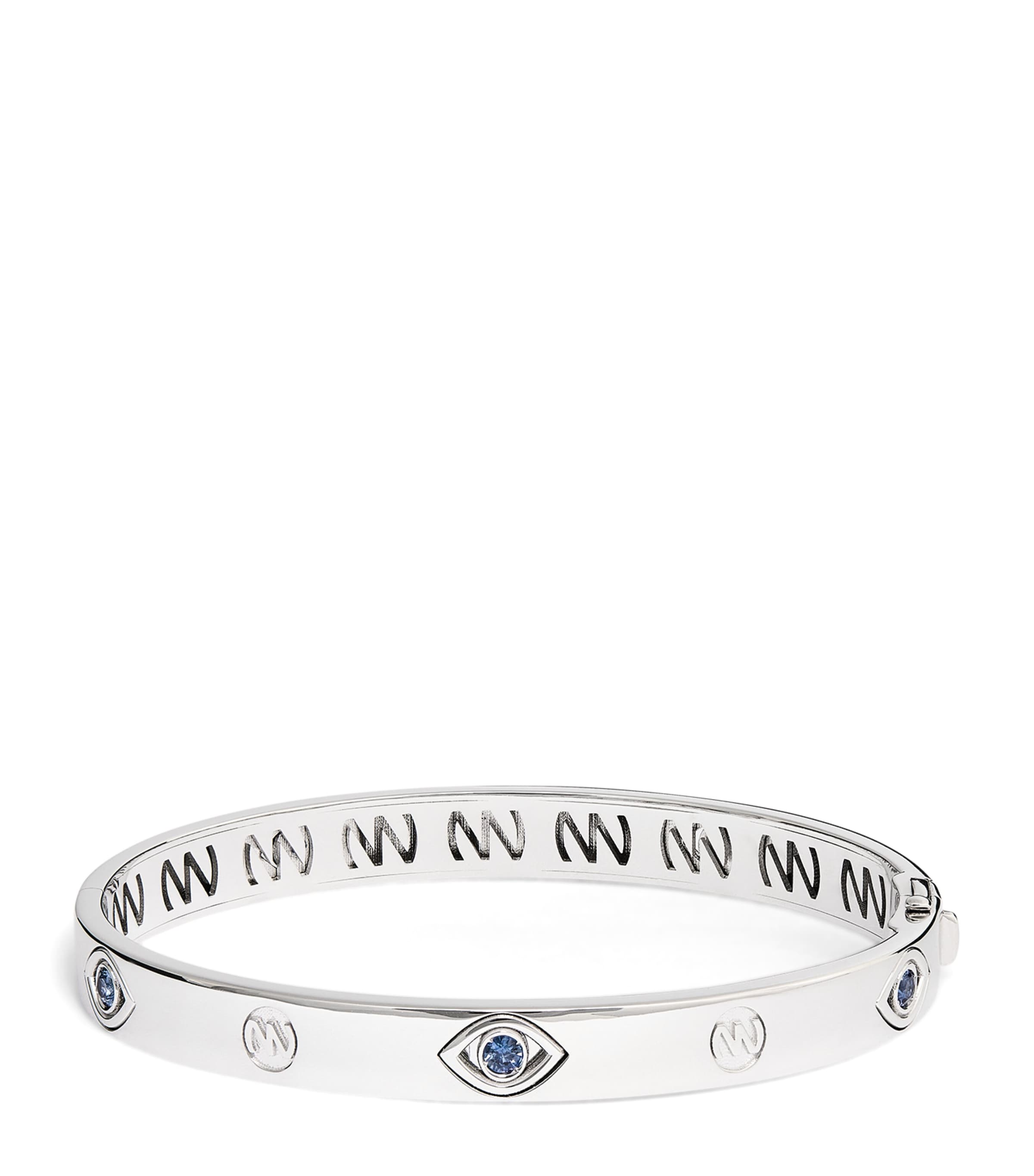 NETALI NISSIM WHITE GOLD AND SAPPHIRE PROTECTED EYE BANGLE 