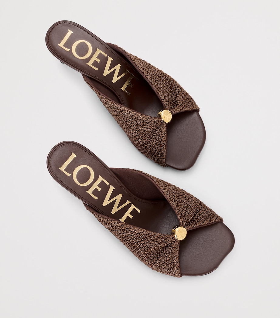 LOEWE x Paula's Ibiza Woven Pebble Heeled Sandals 45 Dark Brown Image 3