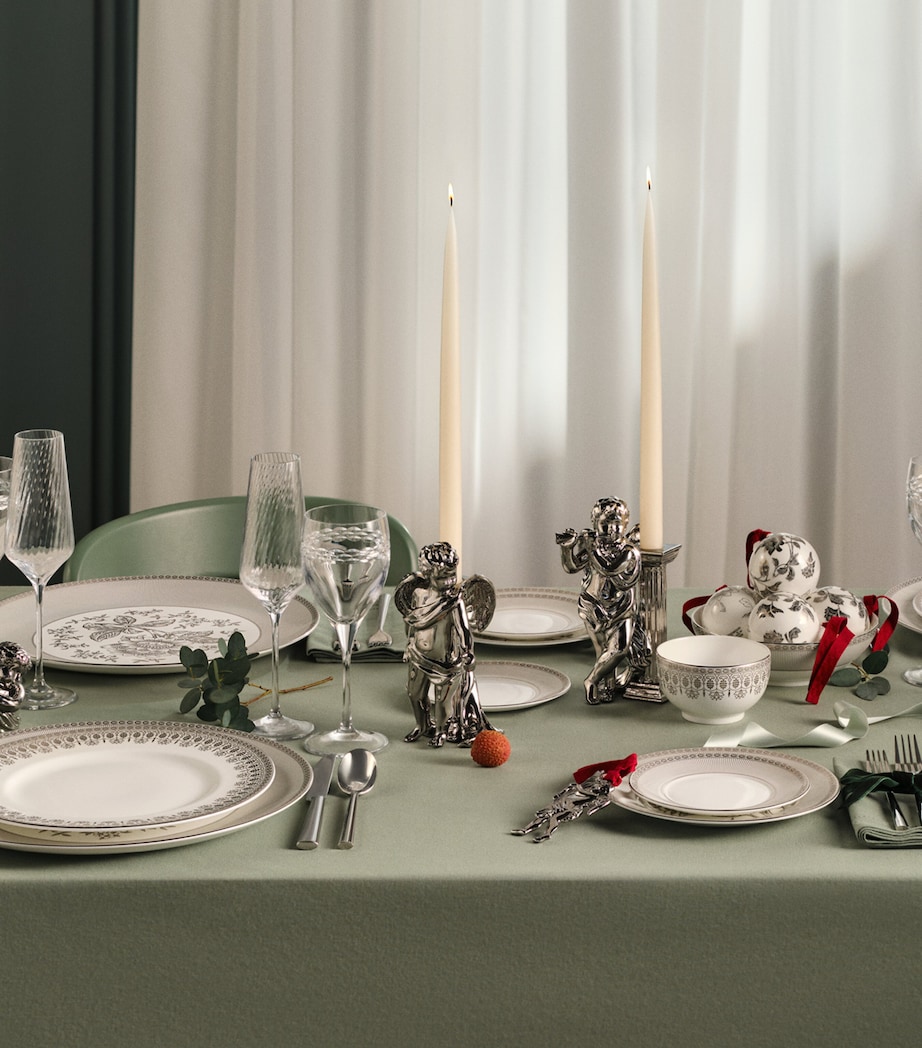 Bone China Silver Tonquin Teacup and Saucer SILVER Image 2