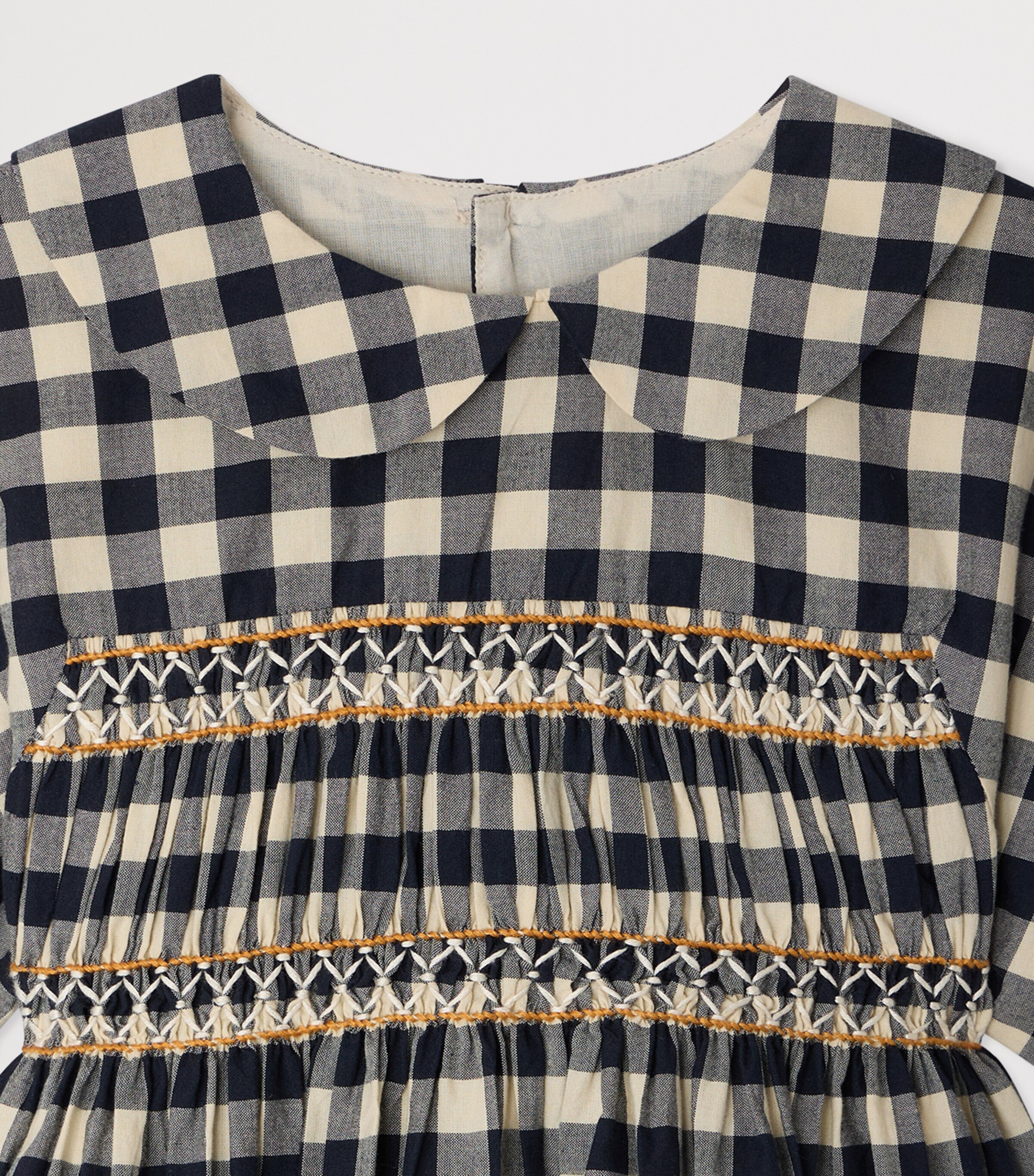 Bonpoint Cotton Check Dress (10-14 Years) Gris Fonce Image 3