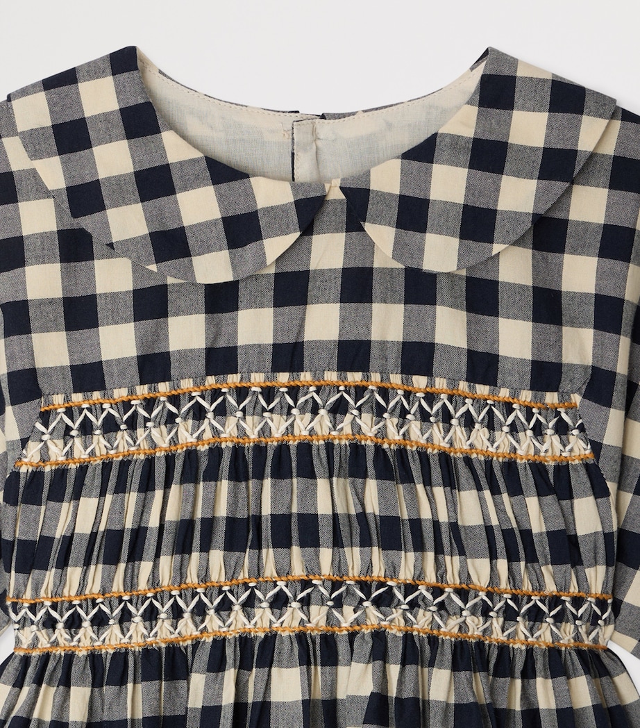 Bonpoint Cotton Check Dress (10-14 Years) Gris Fonce Image 3