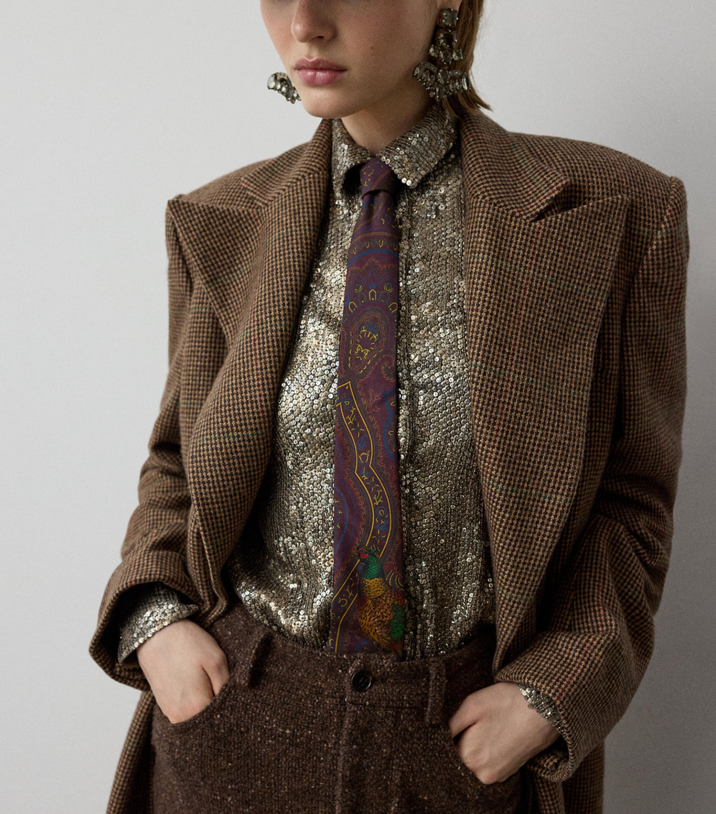 Ralph Lauren Collection Printed Silk Tie Luggage Brown Multi Image 2