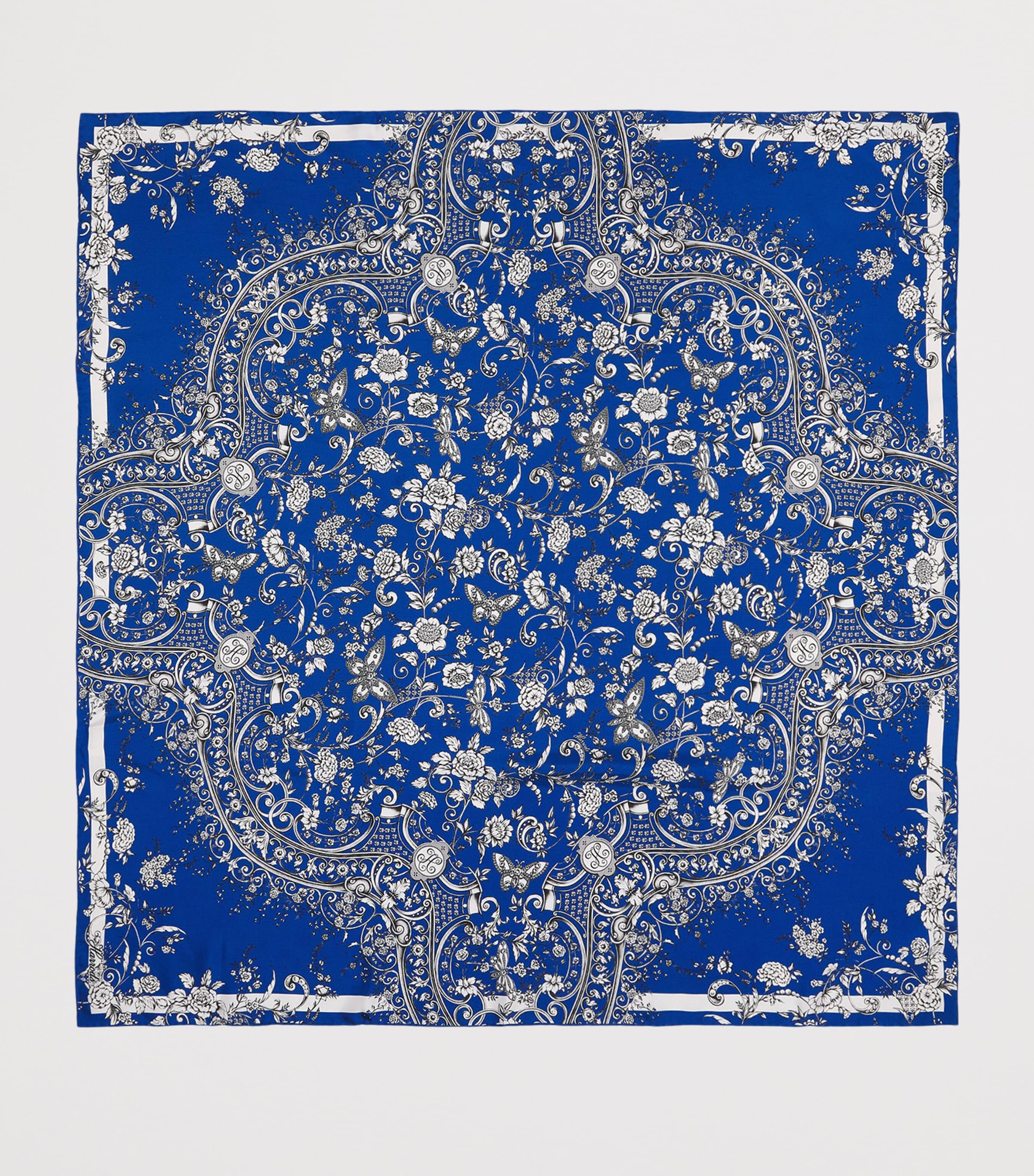 Silk Gilded Butterfly Print Scarf BLUE Image 4
