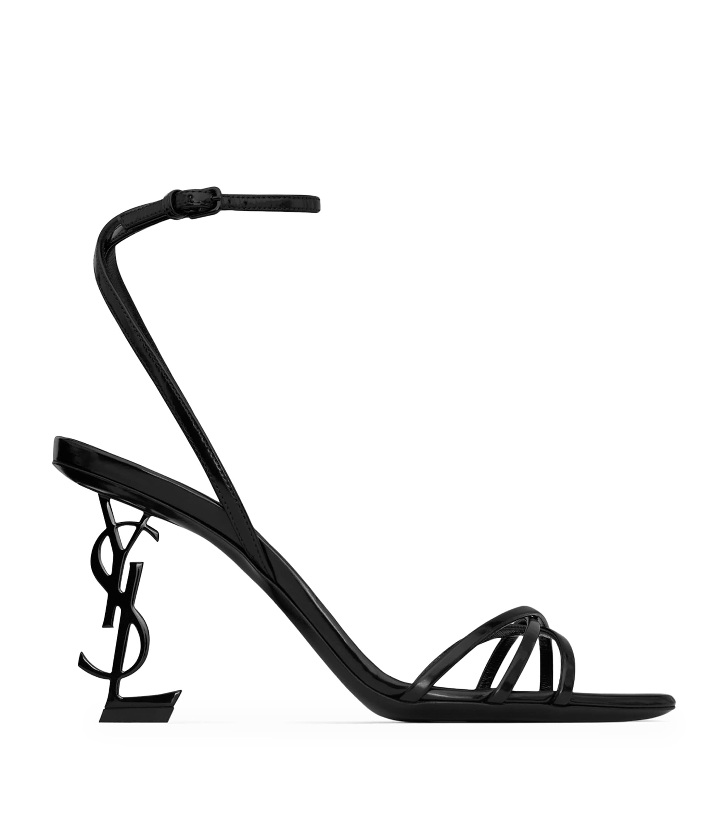 Saint Laurent Opyum Leather Sandals In Black
