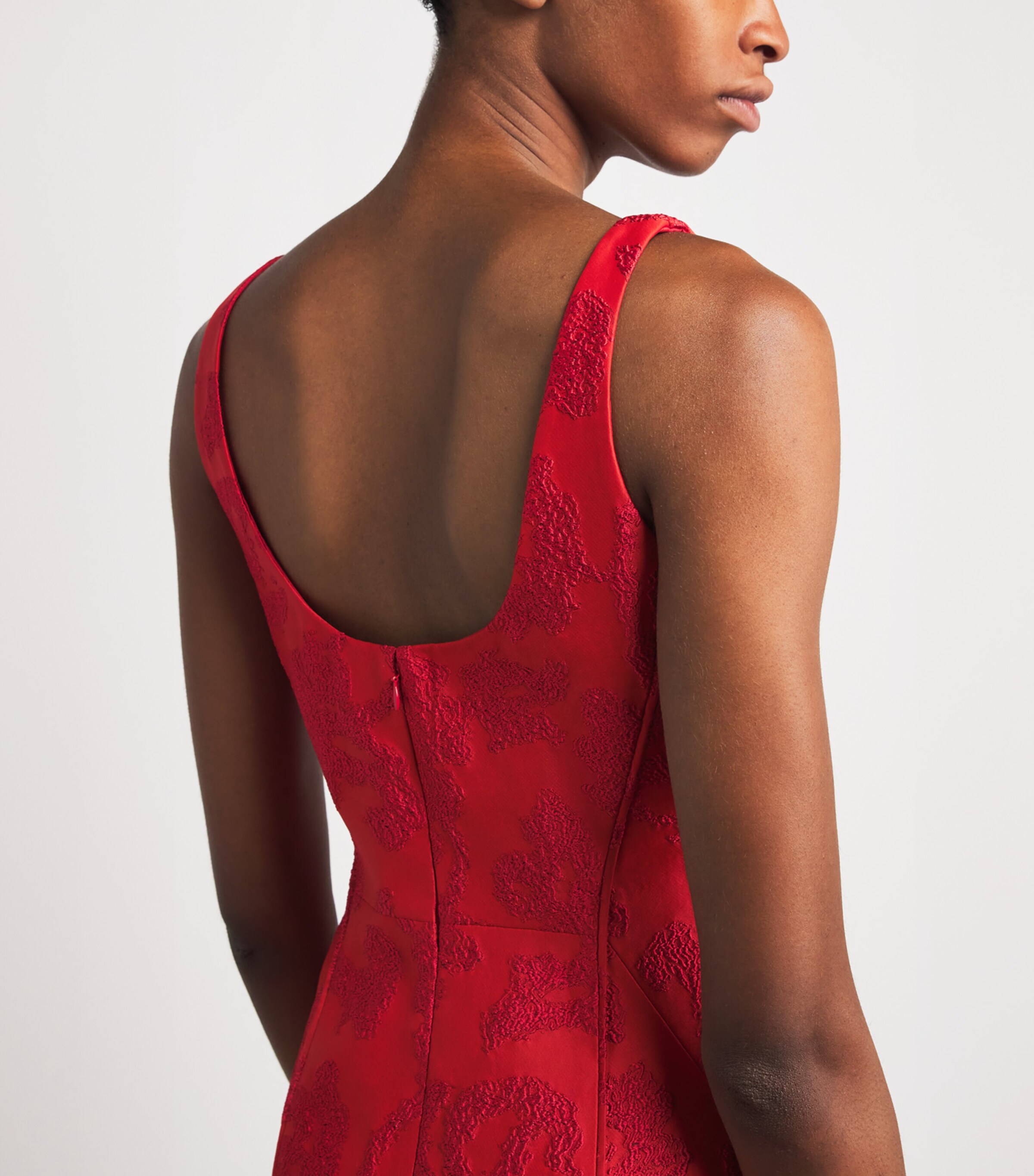 Boucle Floral Labrina Midi Dress RED Image 6