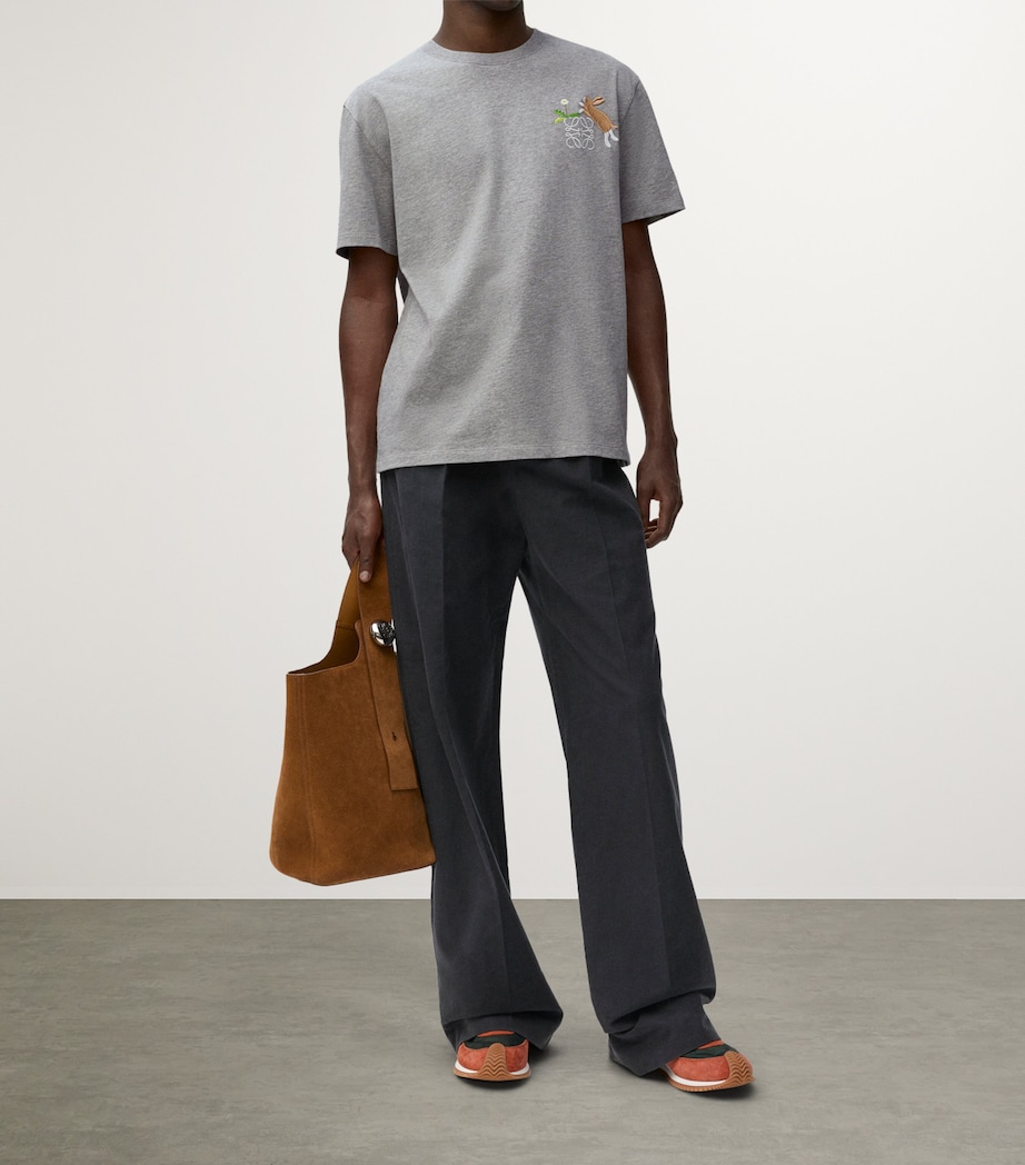 LOEWE Mens x Suna Fujita Bunny Logo T-Shirt Grey Melange Image 2