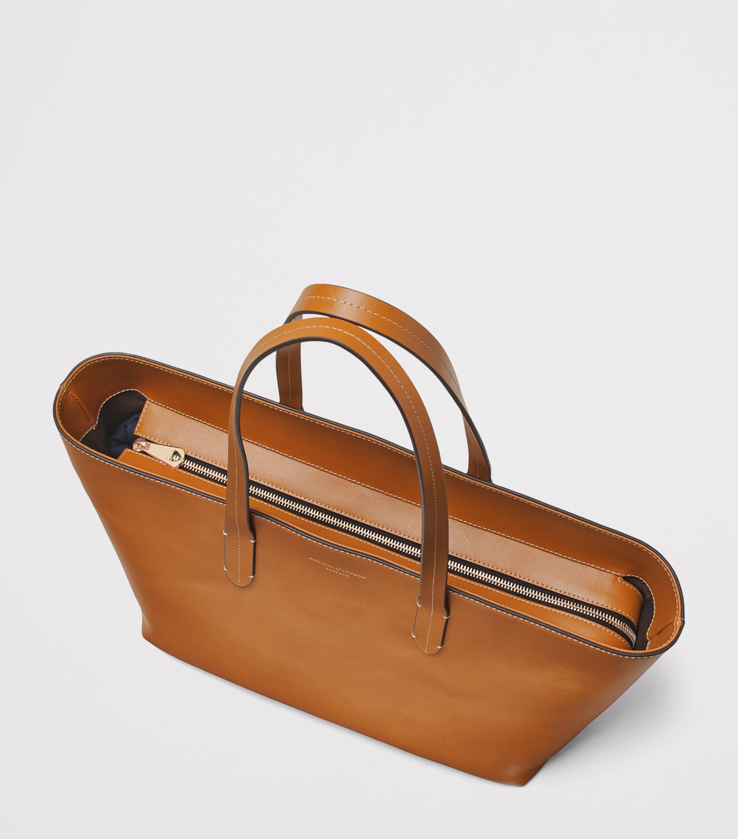 Leather East West Tote Bag TAN Image 5