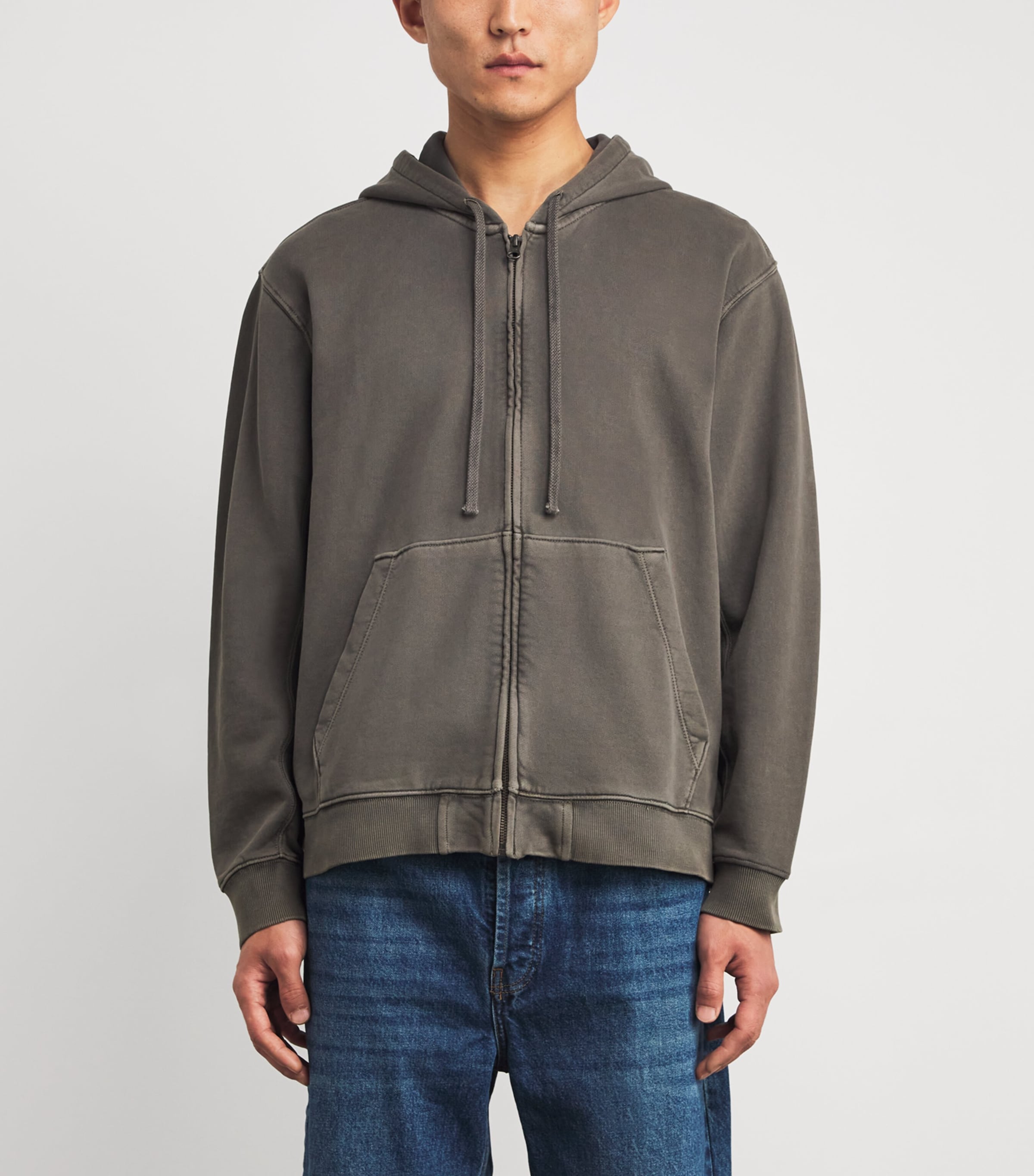 PAIGE Mens Cotton Zip-Up Avon Hoodie Vintage Deep Choc Image 3