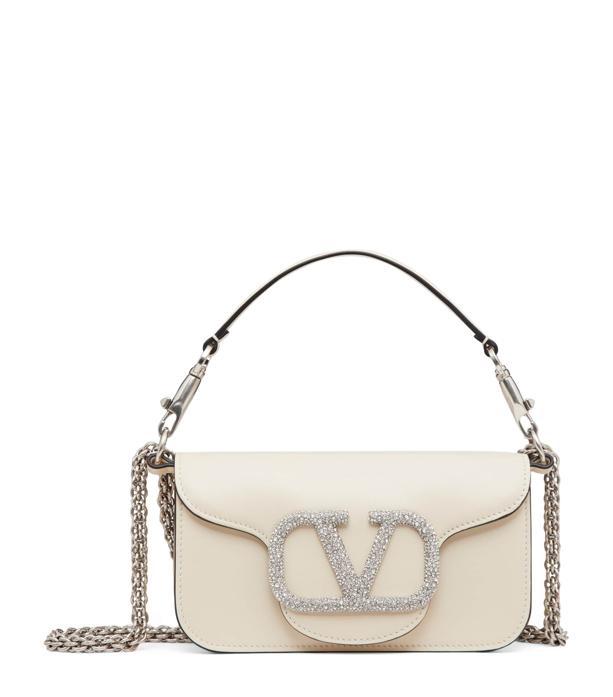 Valentino Garavani Leather Loco Shoulder Bag In Ivory