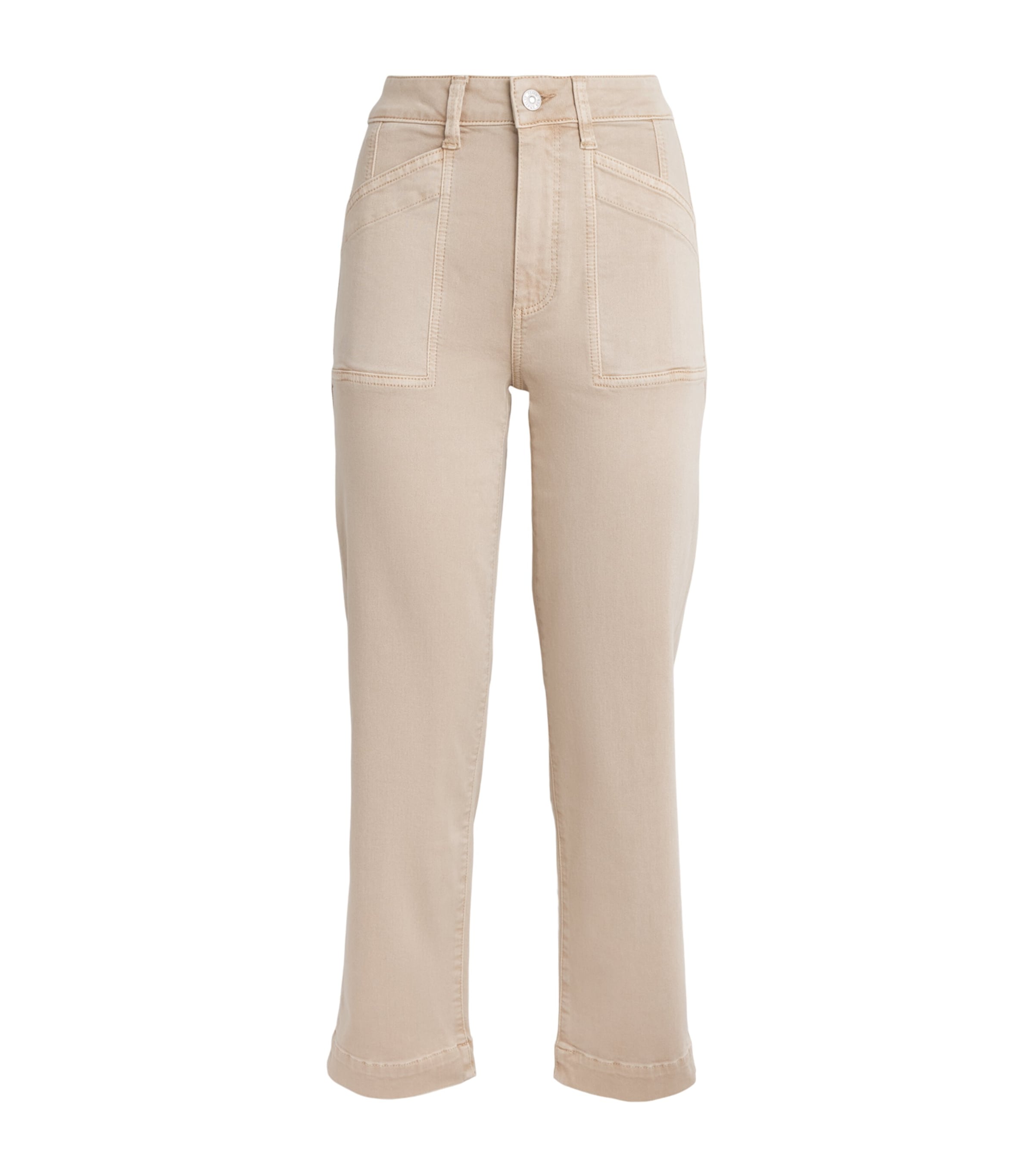 PAIGE Womens Quincy Ankle Mid-Rise Straight Jeans Vintage Warm Sand Image 1