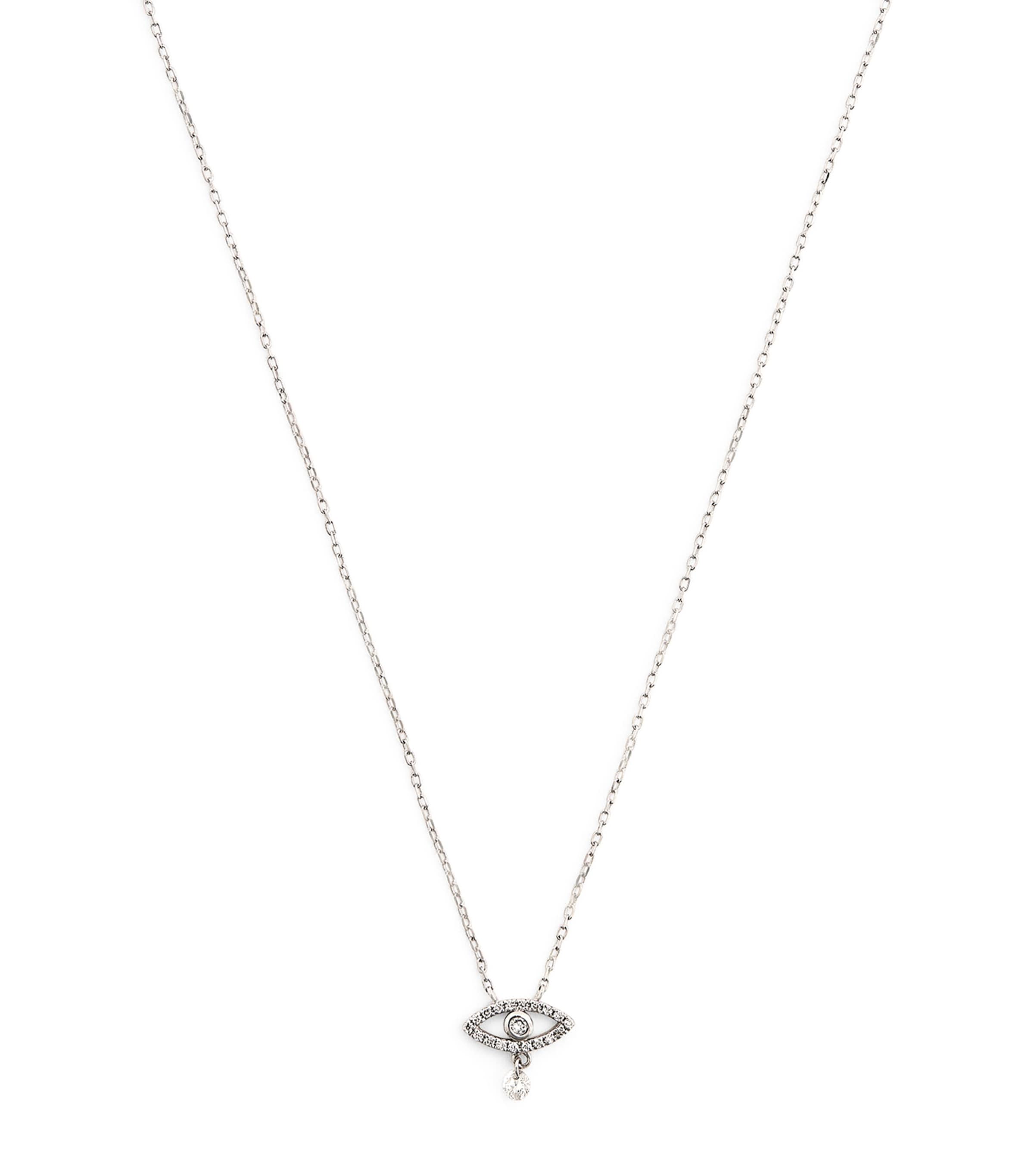 Persée White Gold And Diamond Symbols Eye Necklace In White