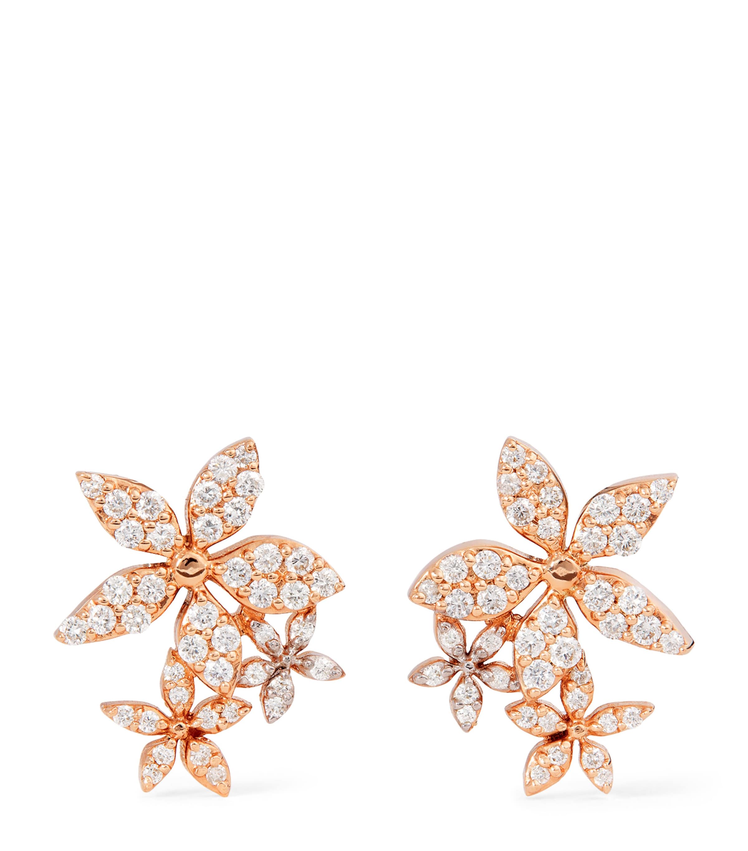 Bee Goddess Rose Gold And Diamond Apple Seed Stud Earrings In Gold
