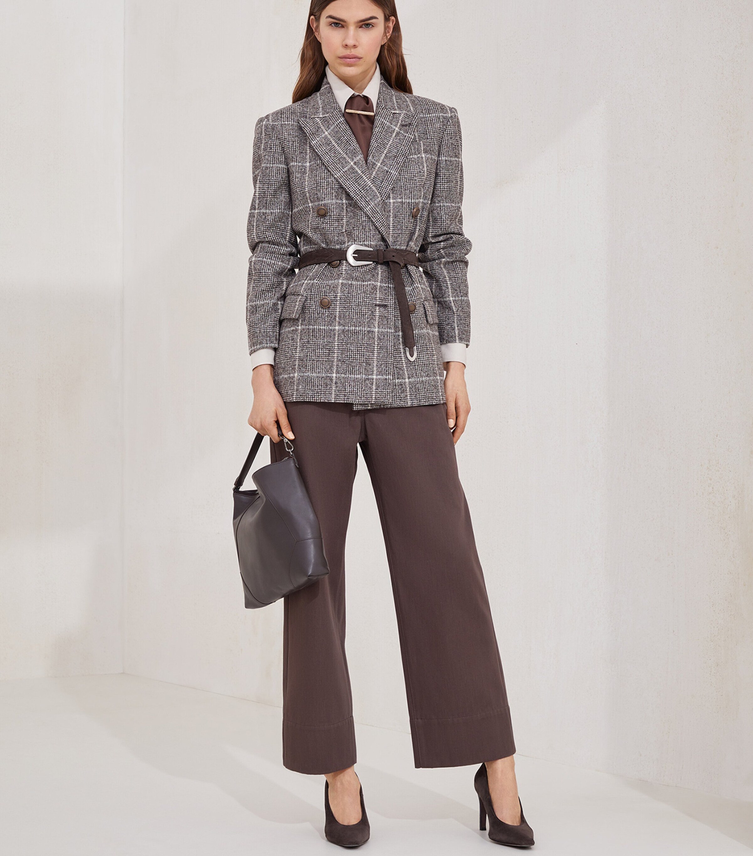 Brunello Cucinelli Womens Check Double-Breasted Blazer Image 4