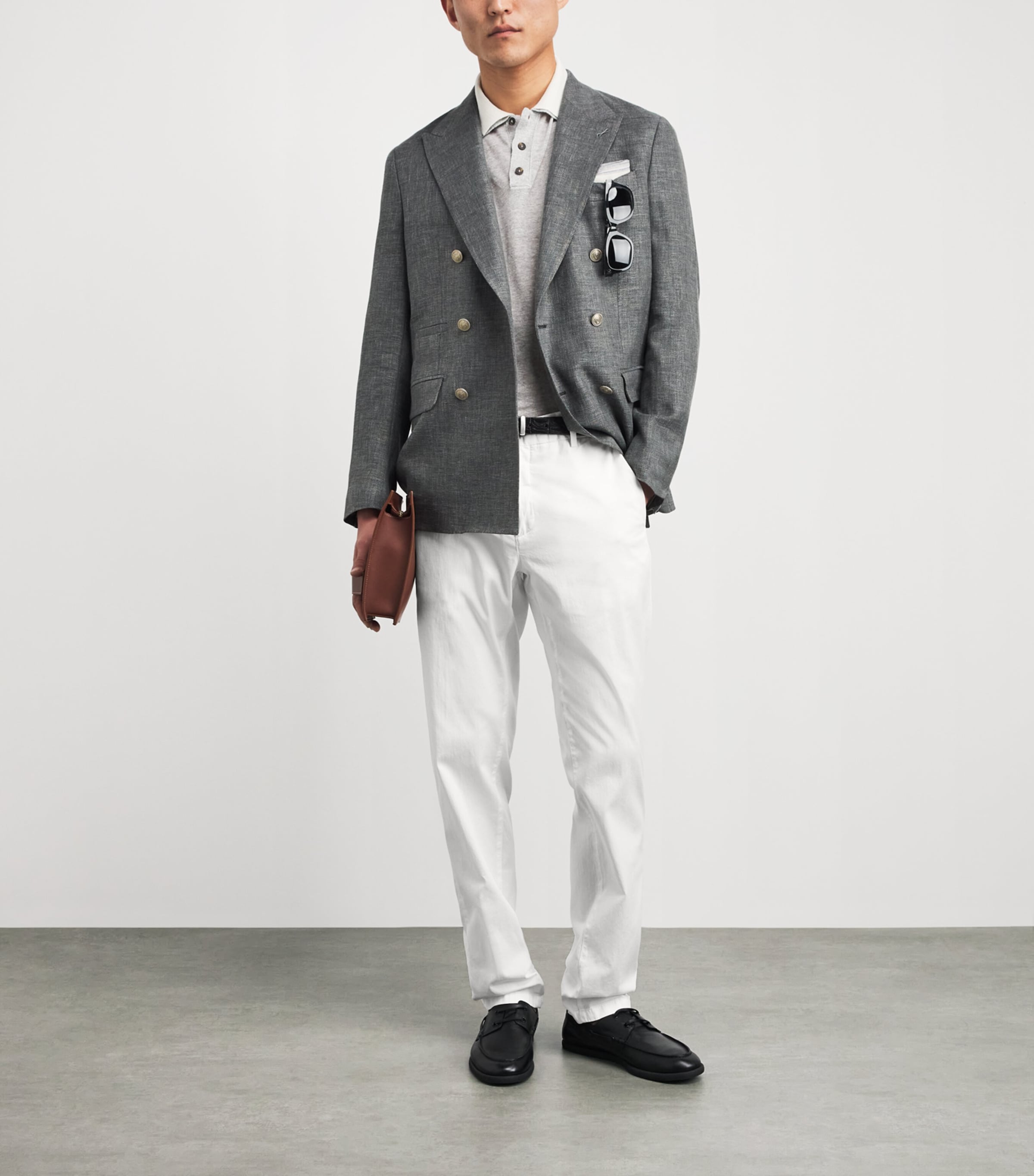 Eleventy Mens Cotton-Silk Chinos Bianco Image 2