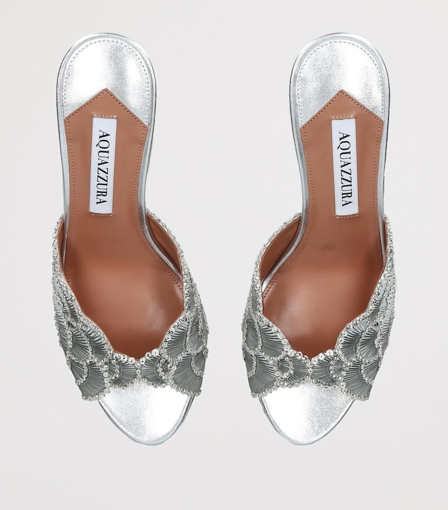 Aquazzura Leather Ce Soir Mules 75 Silver Image 4