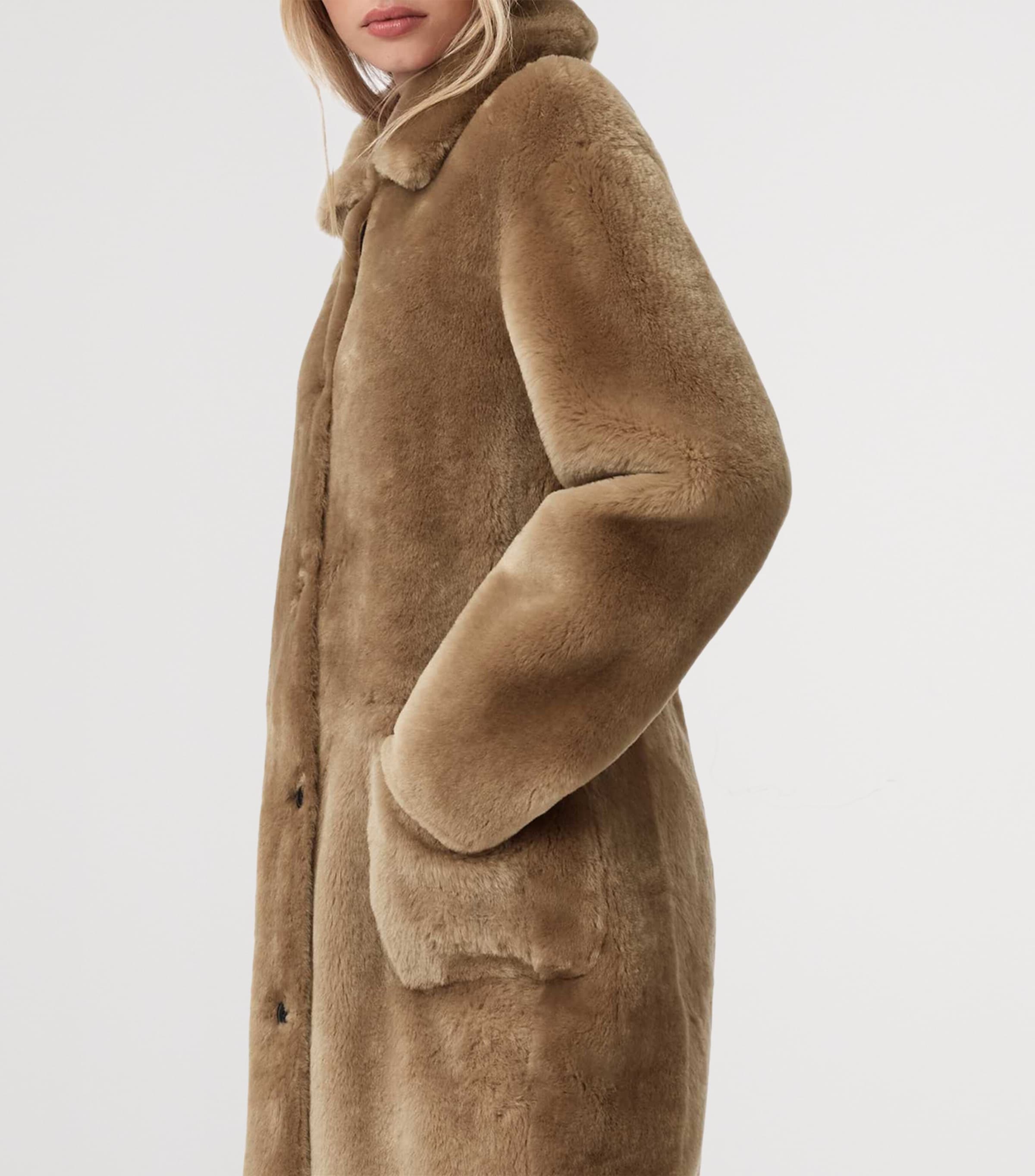 Shearling Reversible Serra Coat CONKER BROWN Image 5