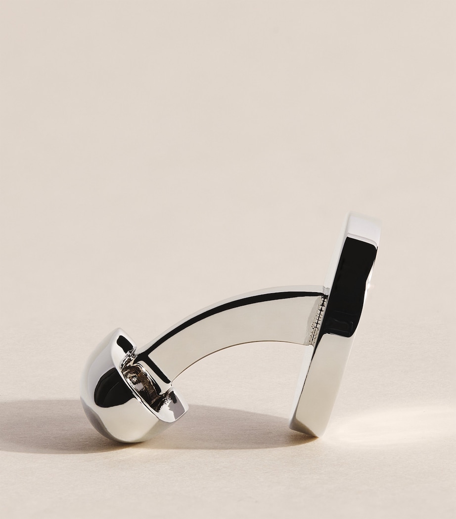 Babette Wasserman Rhodium-Plated Halfpenny Cufflinks Silver Image 4
