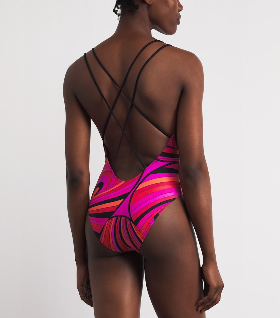 PUCCI Womens Iride Print Swimsuit Fuchsia Image 3