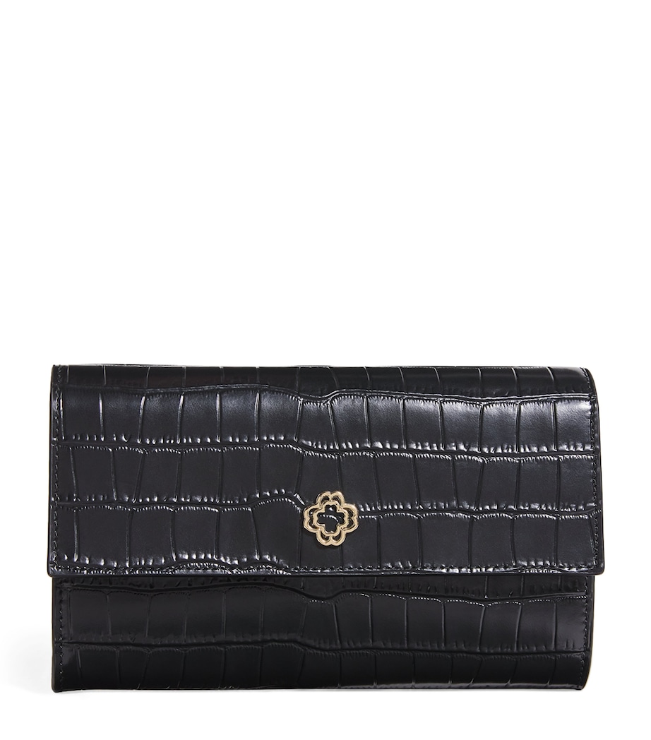 Maje Croc-Embossed Leather Chain Wallet Black Image 1