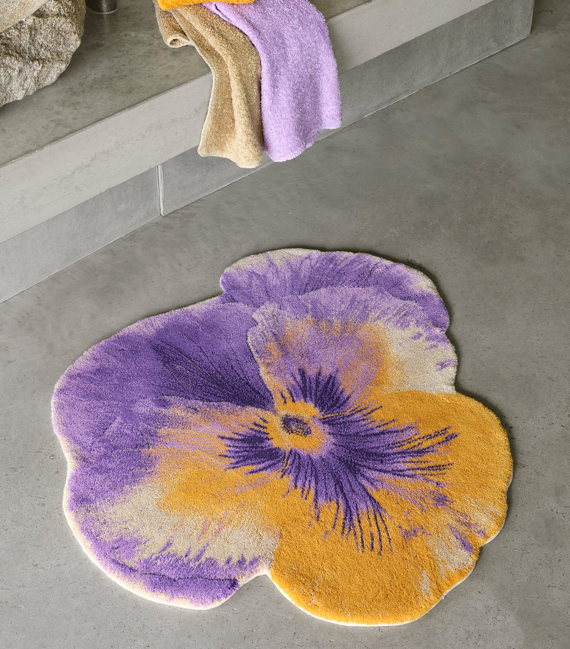 Abyss & Habidecor Egyptian Cotton Pansy Bath Rug (90cm x 100cm) Curcuma Image 5