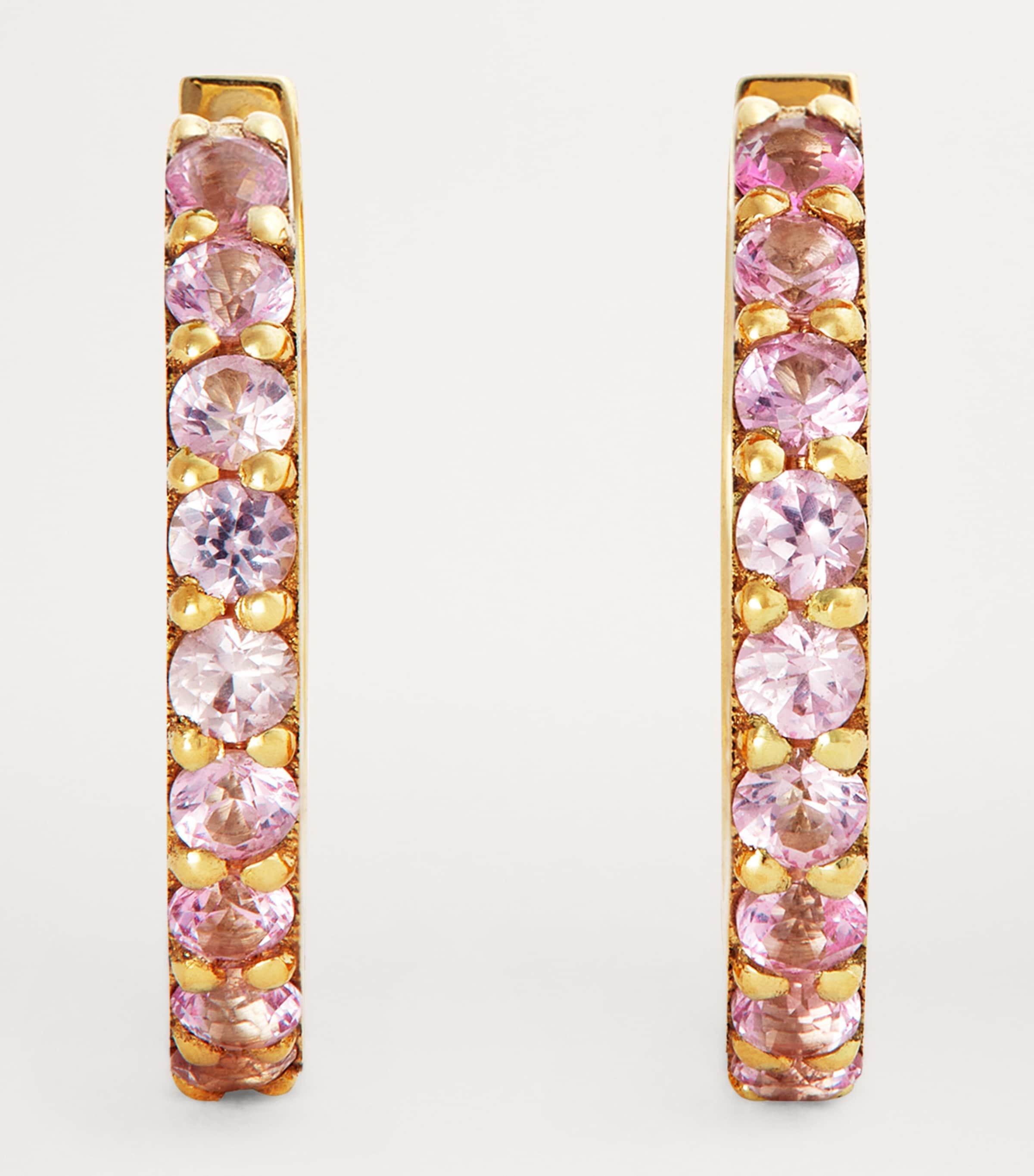 Jennifer Meyer Small Yellow Gold and Pink Sapphire Huggie Earrings Yellow Gold Image 3