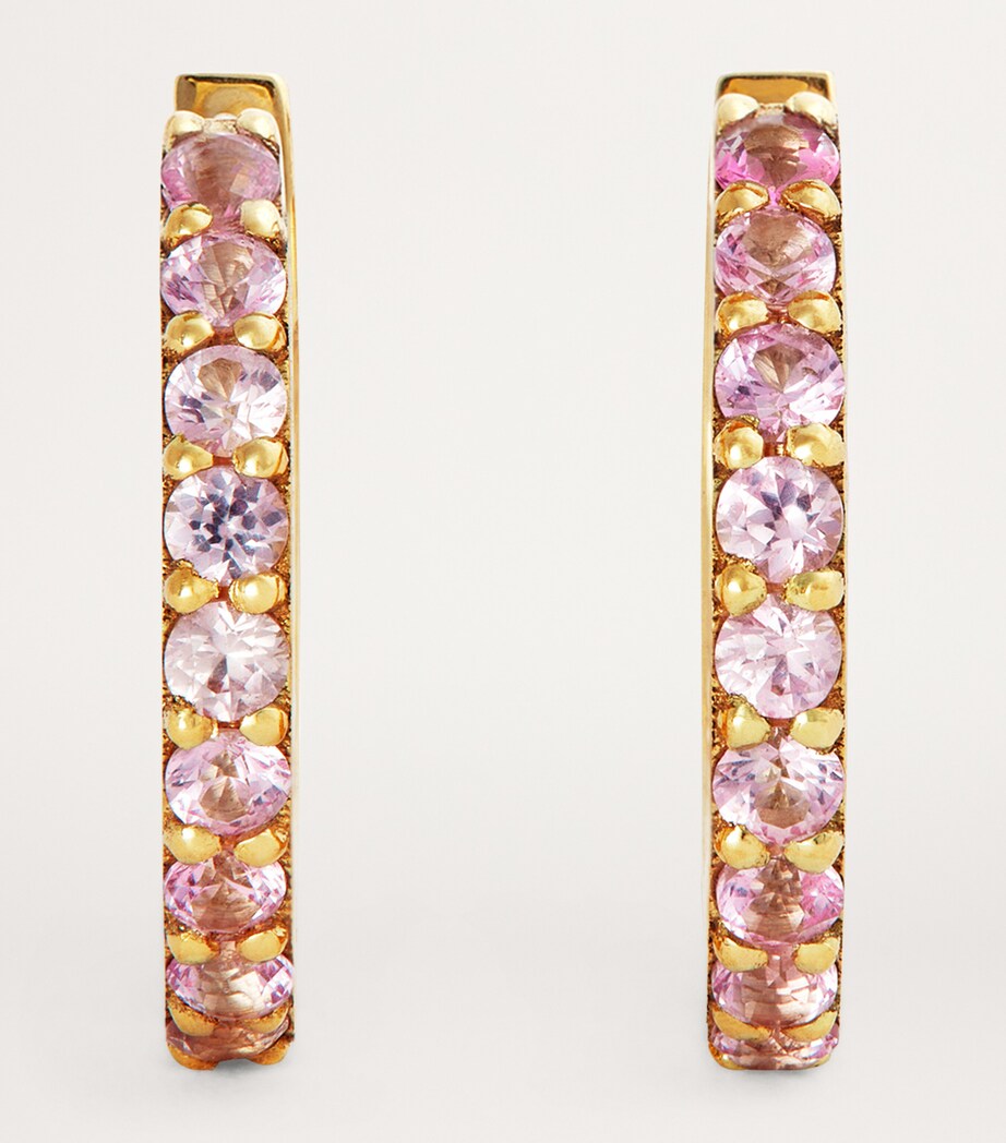 Jennifer Meyer Small Yellow Gold and Pink Sapphire Huggie Earrings Yellow Gold Image 3