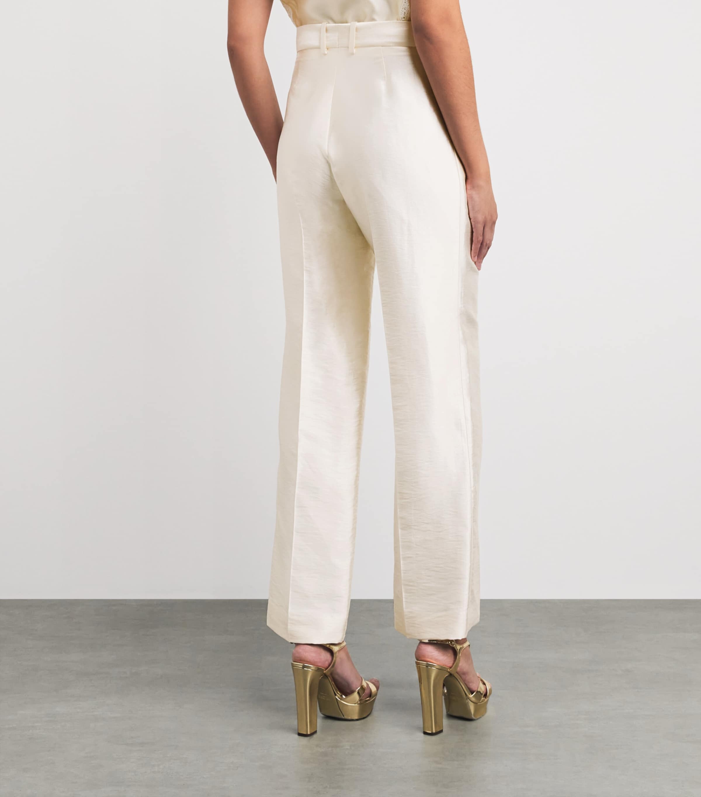 Sandro Paris Womens Satin Tailored Trousers Cream Image 5