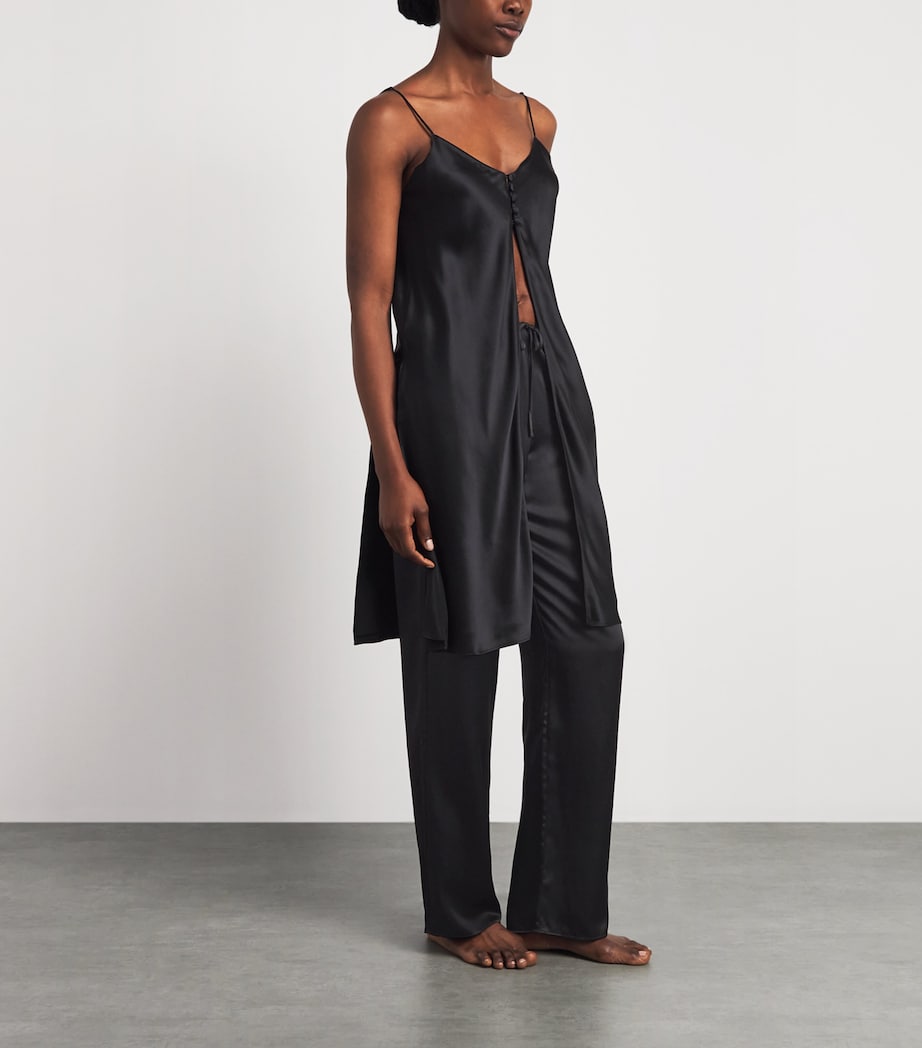 Olivia von Halle Womens Silk Elvira Camisole Pyjama Set Jet Black Image 2