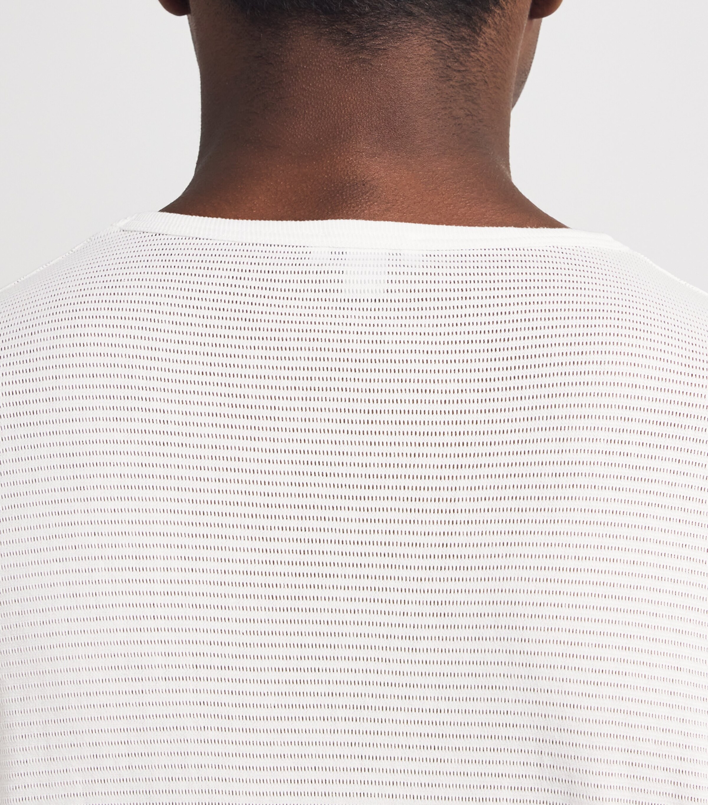 Cotton Mesh Cellular Crew-Neck T-Shirt WHITE Image 6
