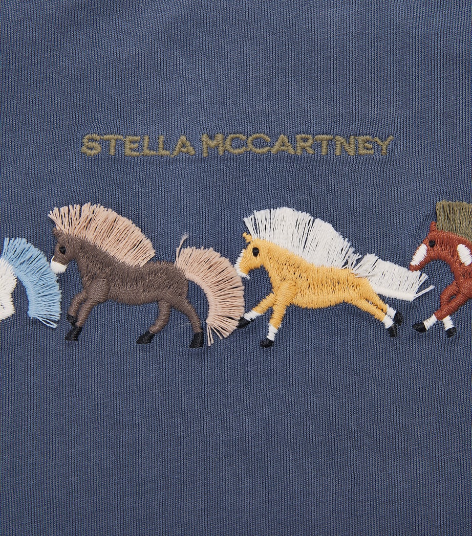 Stella McCartney Kids Cotton Horse T-Shirt (2-14 Years) Air Force Blue Image 3